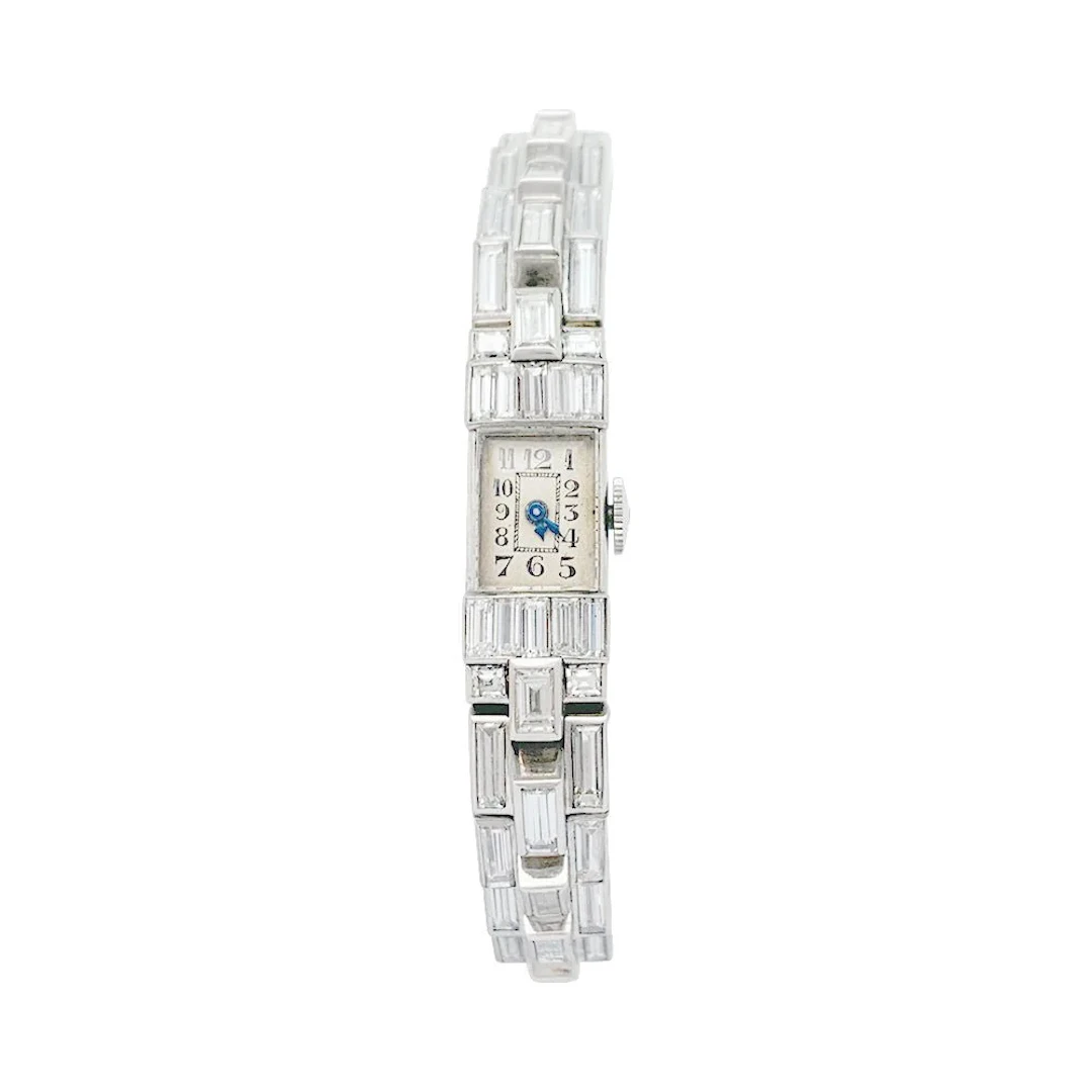 Art Deco watch in Platinum and Diamonds.