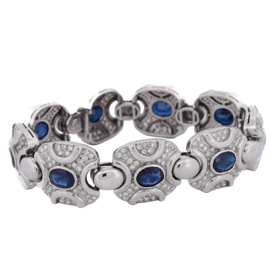 Bracelet Maille en or blanc, saphirs et diamants