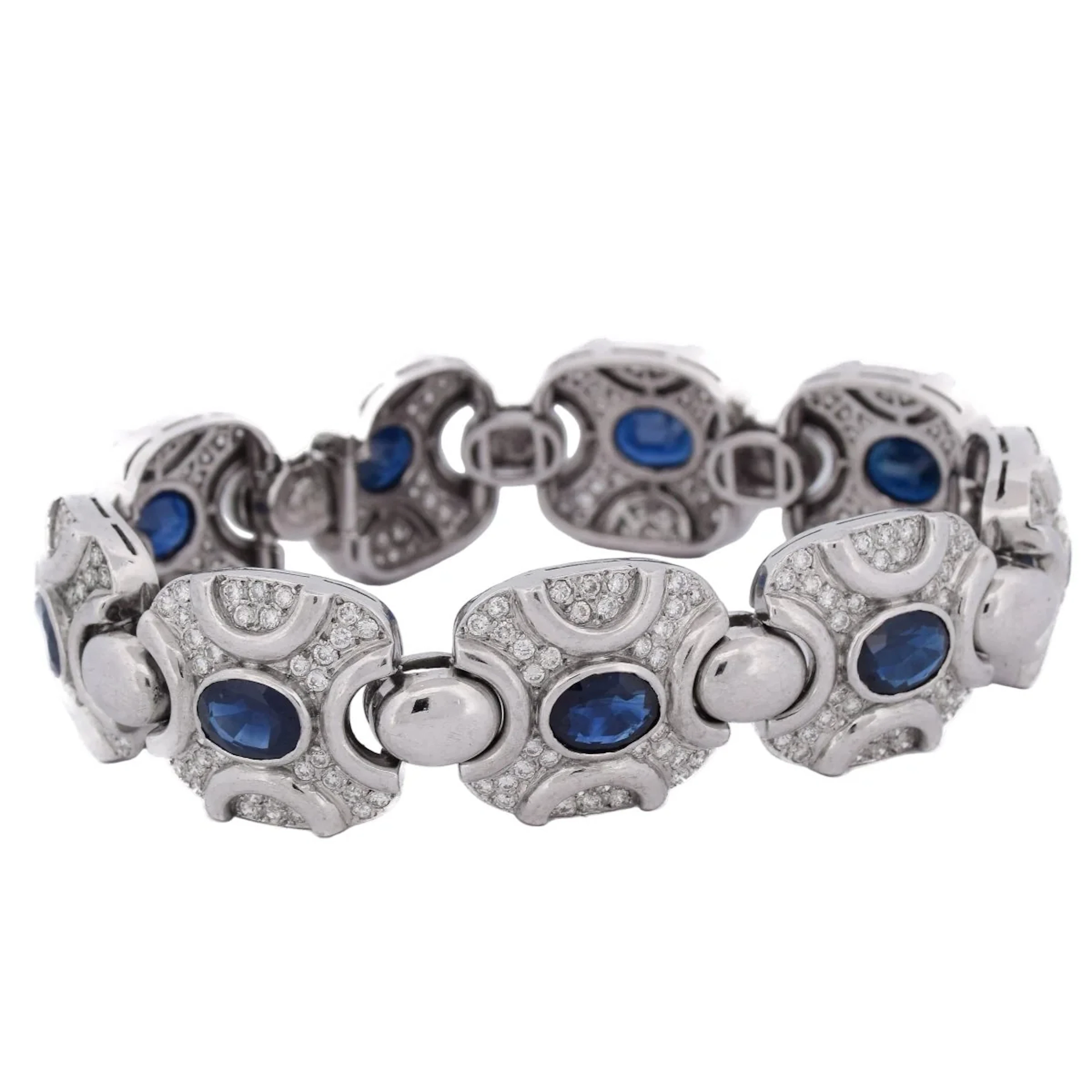 Bracelet Maille en or blanc, saphirs et diamants