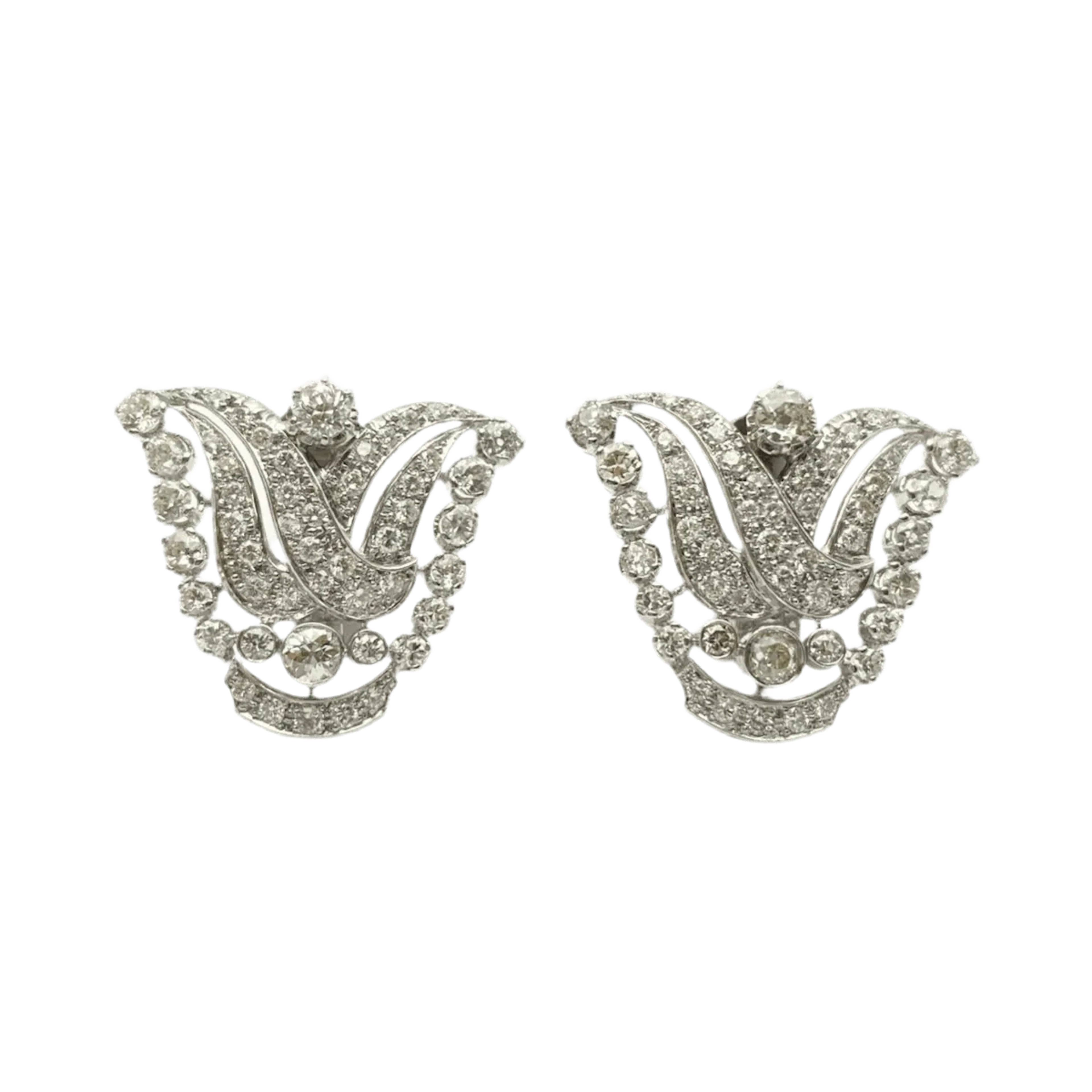 Earrings Clips in white gold and diamonds