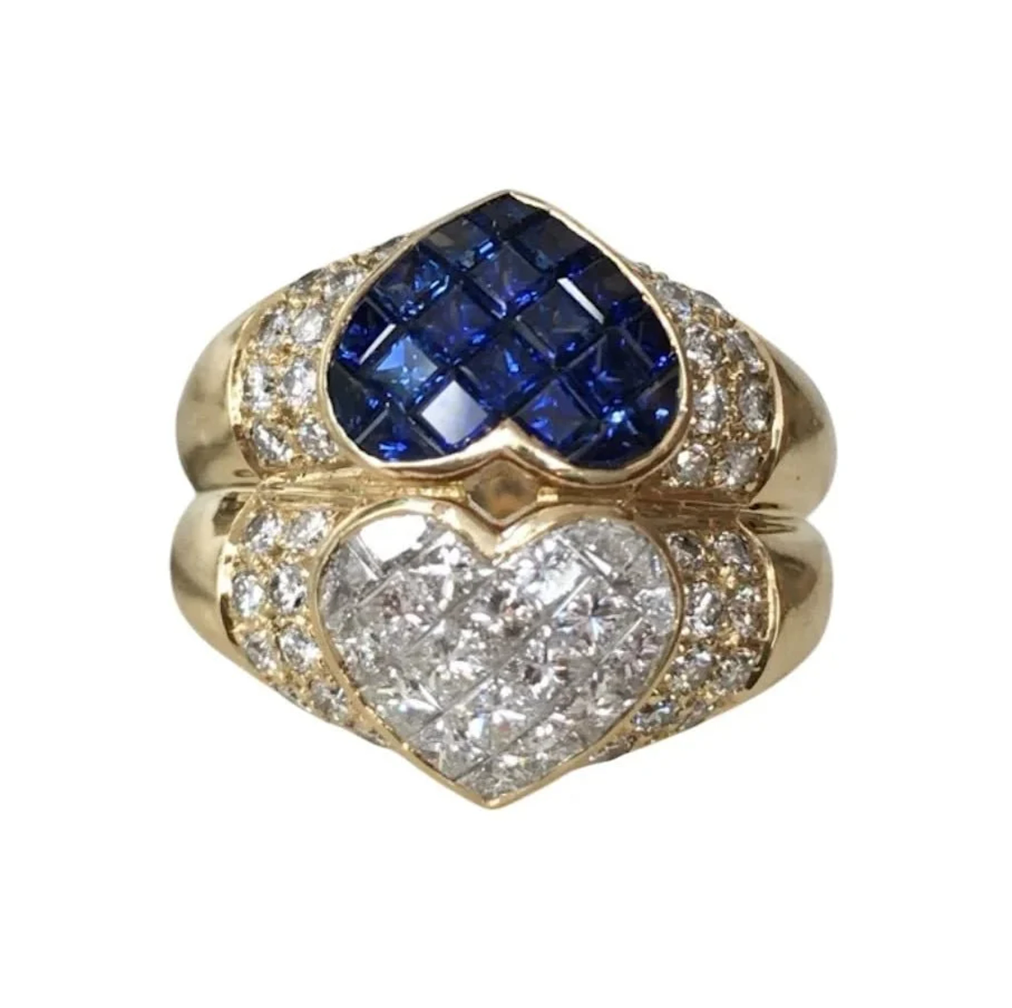 "Toi & Moi" Ring in Yellow Gold, Sapphires, and Diamonds