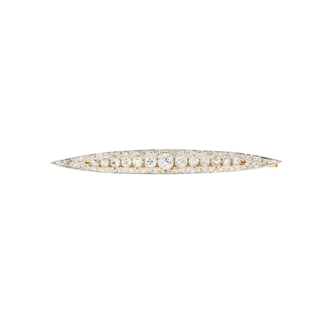 Art Deco Brooch in yellow gold, Platinum, and Diamonds