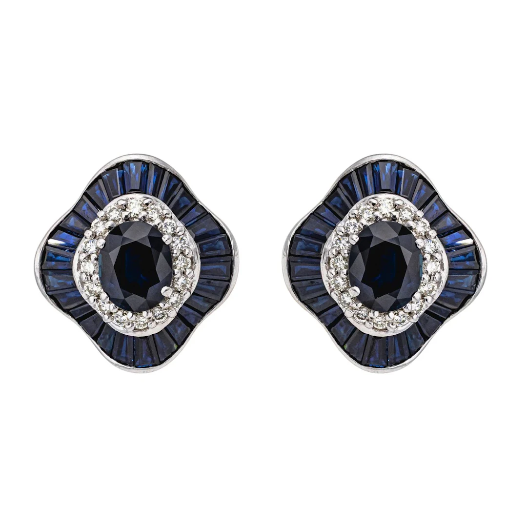 Boucles d'oreilles Or blanc saphir