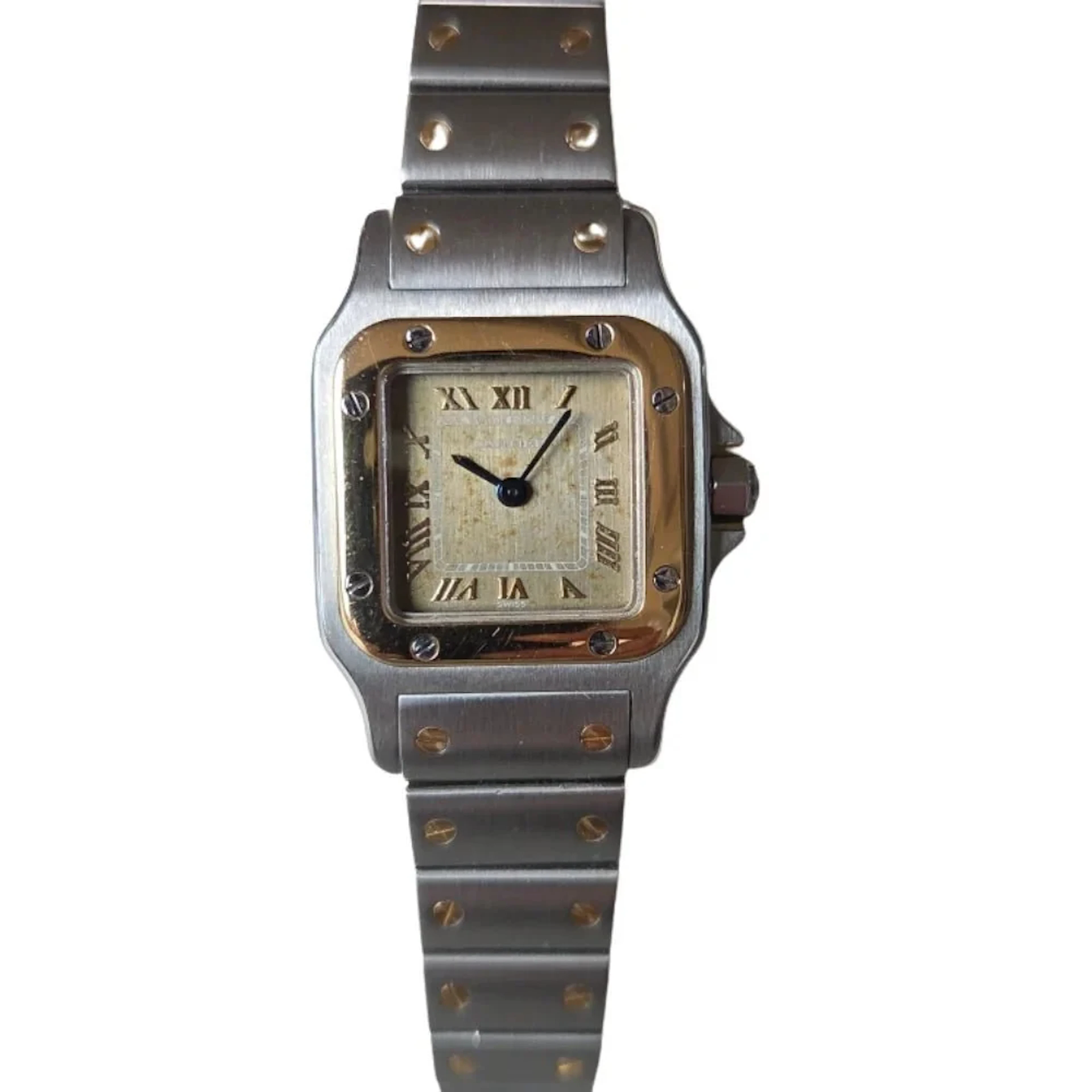 CARTIER "Santos Galbée" watch in gold and steel, Small Model