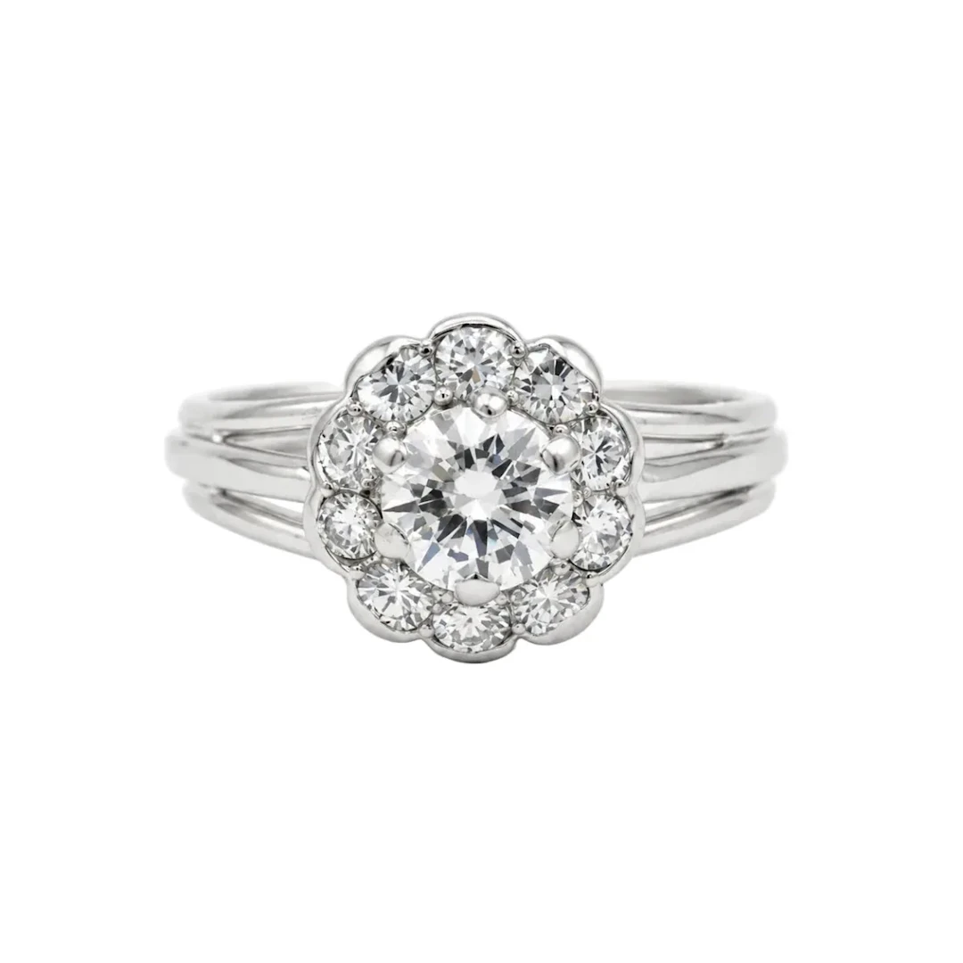 Bague Marguerite en platine et diamants