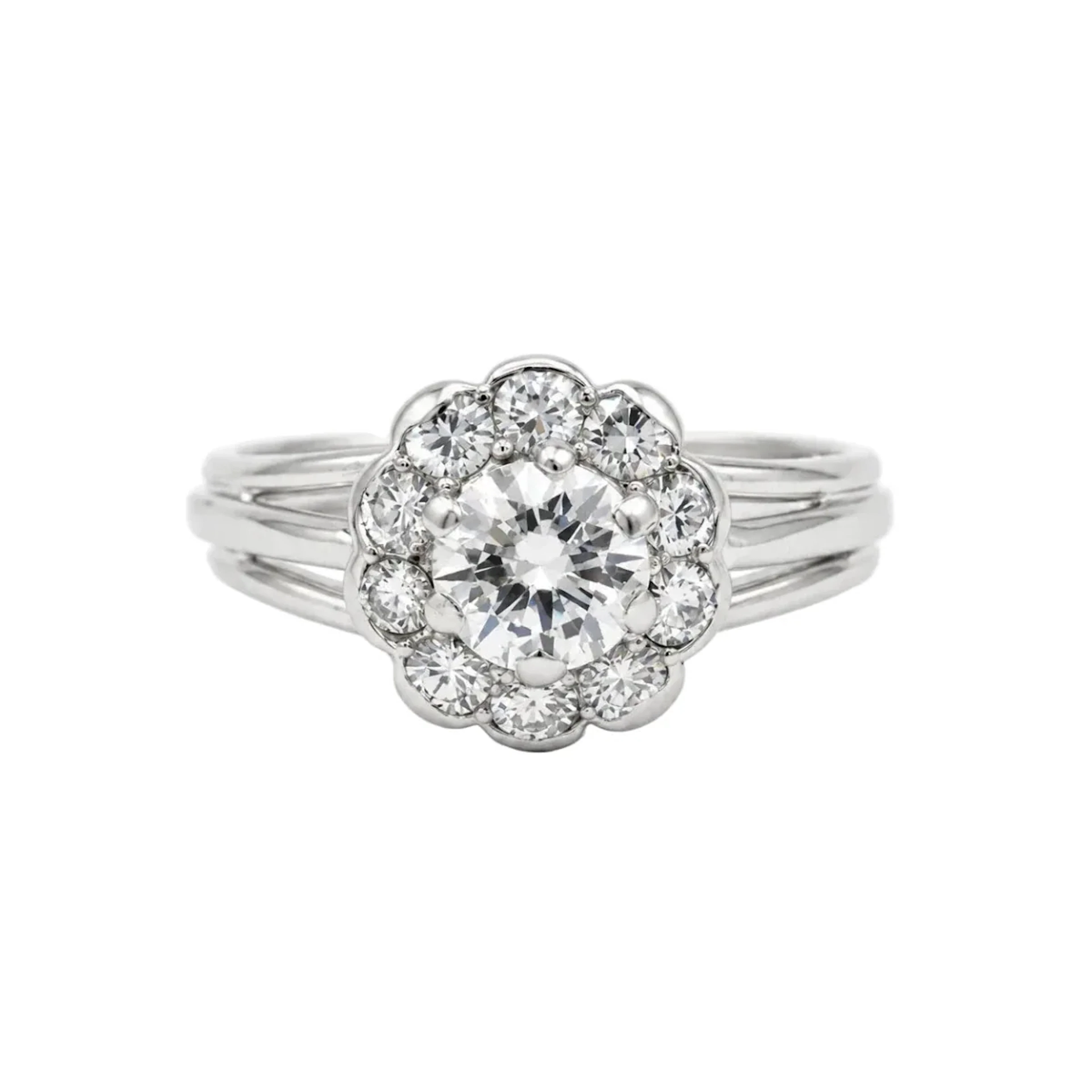 Bague Marguerite en platine et diamants