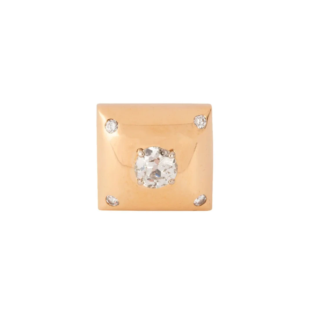 Yellow Gold Signet Ring with Diamonds