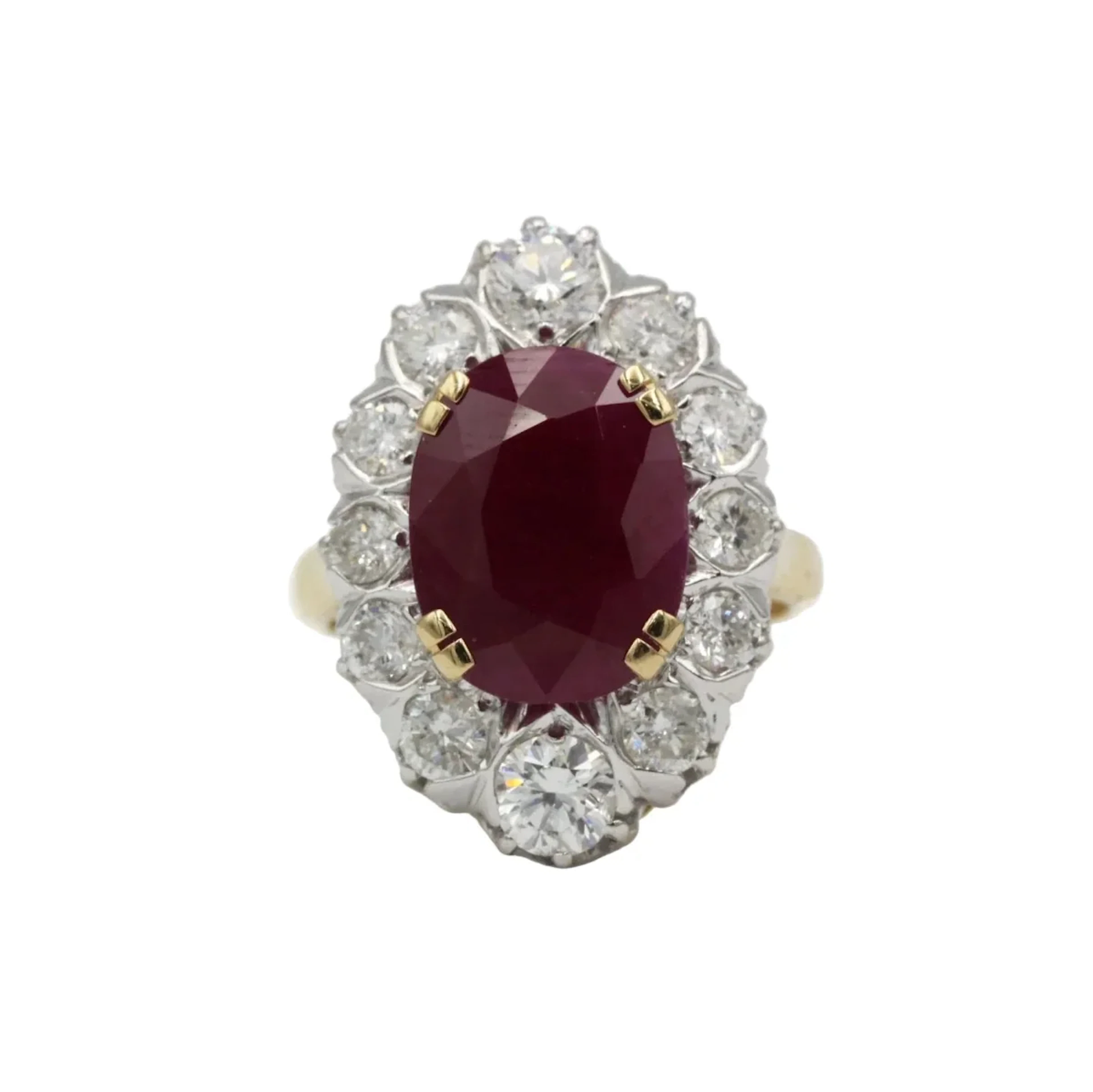 Marguerite Ring in Yellow Gold, Rubies, and Diamonds