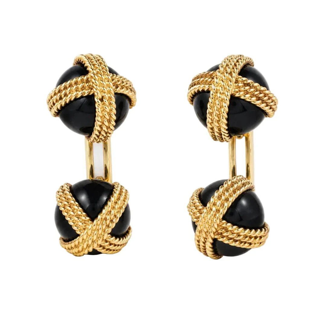 Boutons de manchette VAN CLEEF & ARPELS en or jaune et onyx