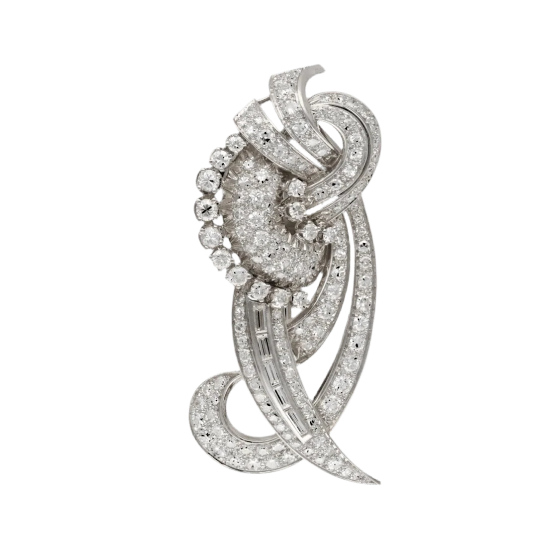 Brooch in 18K gold and paltinium with 6.50 ct of diamonds brilliant