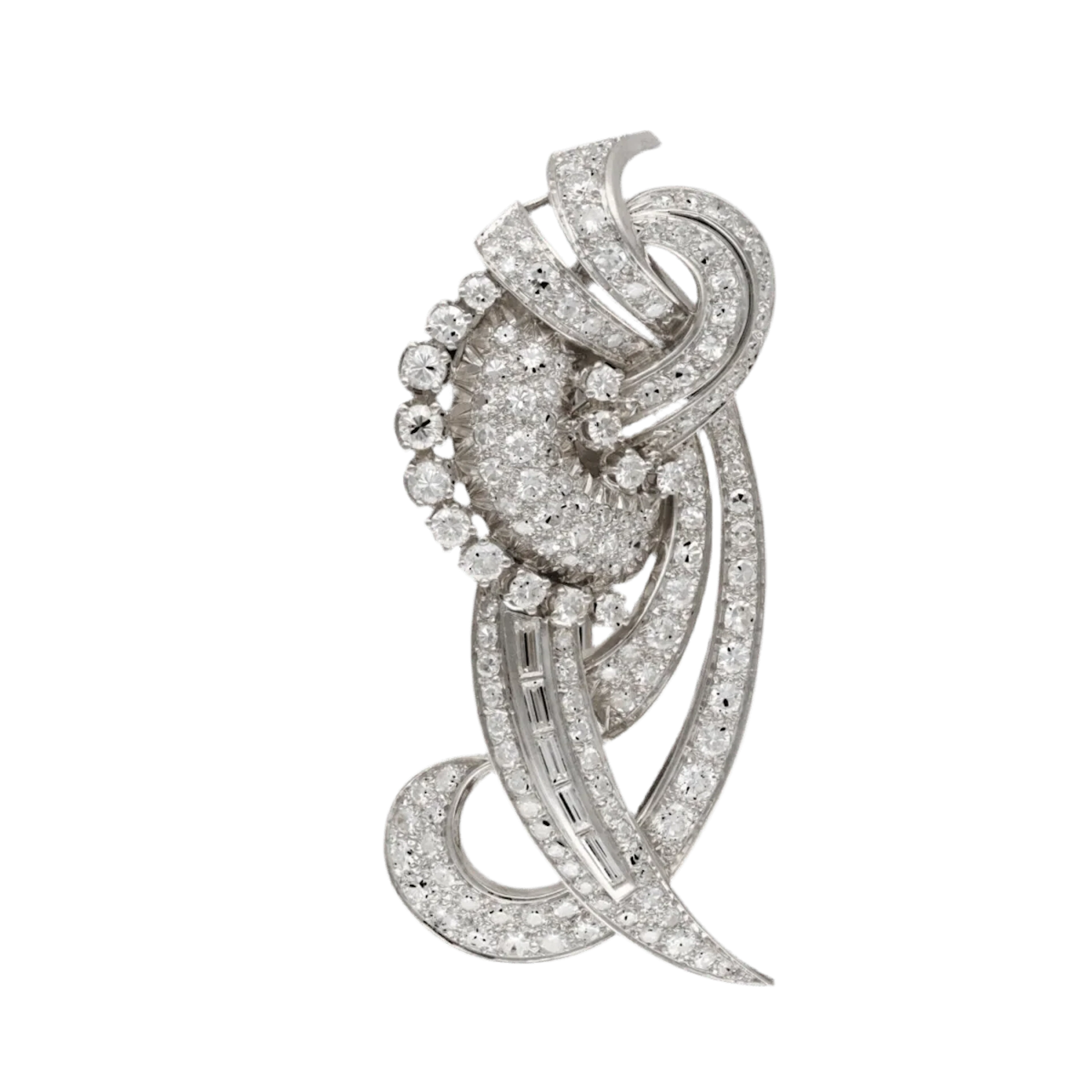 Brooch in 18K gold and paltinium with 6.50 ct of diamonds brilliant