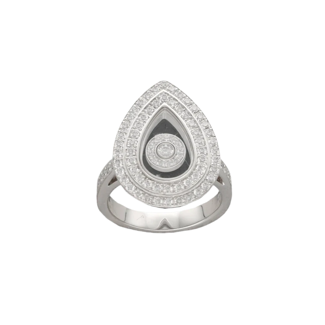 CHOPARD "Happy Diamonds" Pave Ring in White Gold and Diamonds