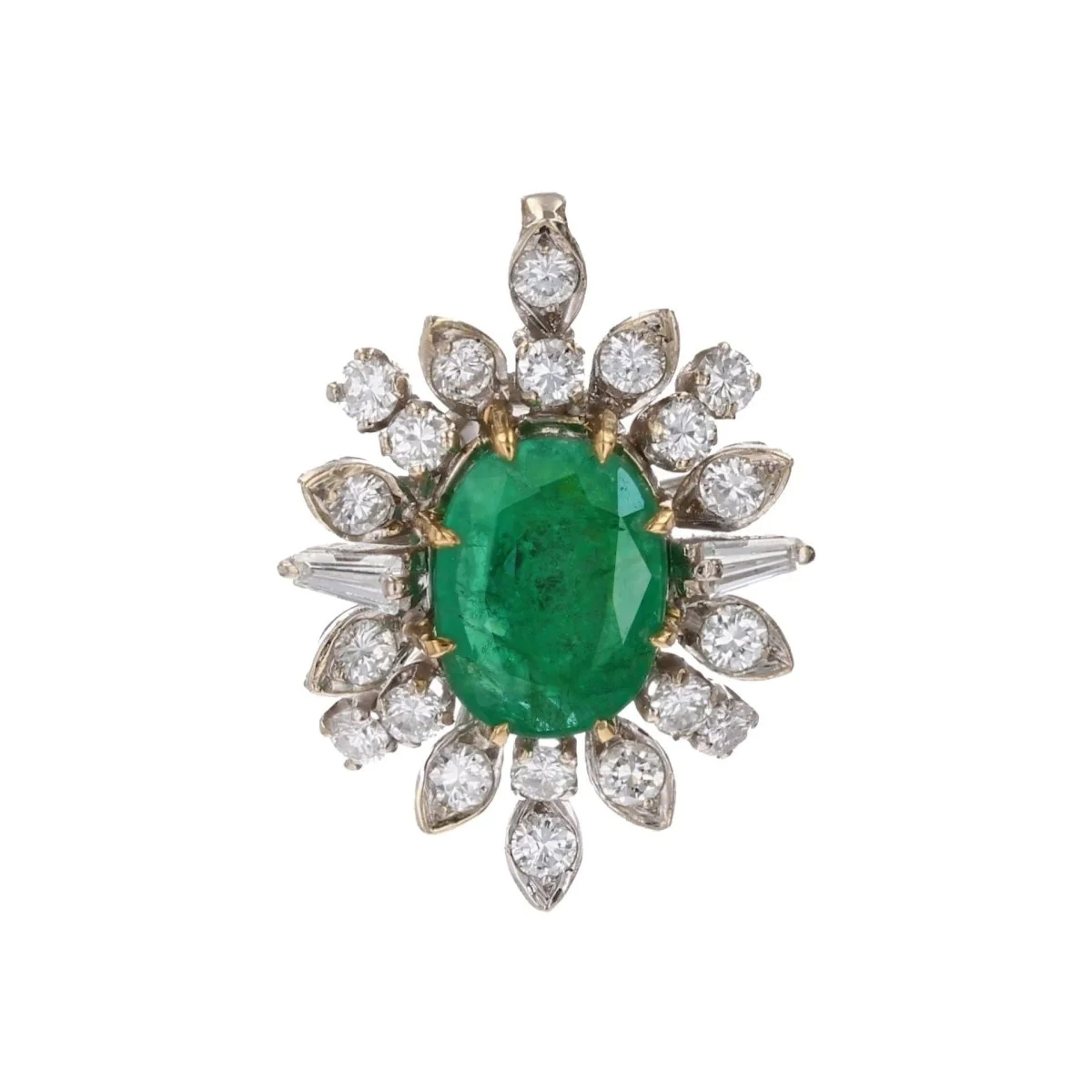 Emerald pendant diamonds vintage