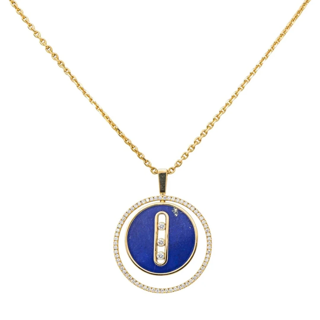Collier Pendentif MESSIKA "Lucky Move" en or jaune, lapis-lazuli et diamants