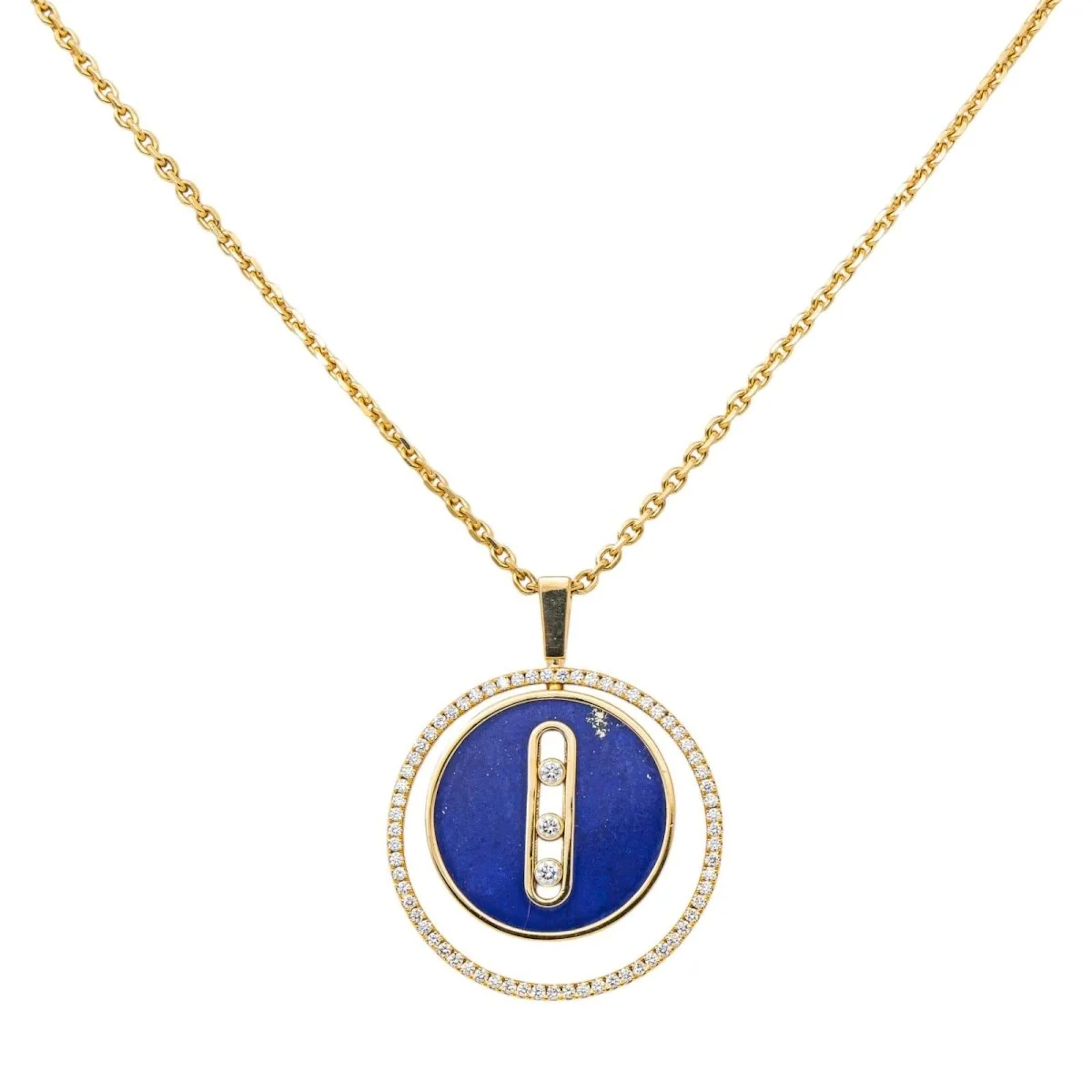 Collier Pendentif MESSIKA "Lucky Move" en or jaune, lapis-lazuli et diamants