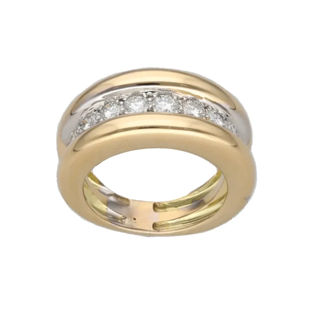 White Gold, Yellow Gold, and Diamond Bangle Ring