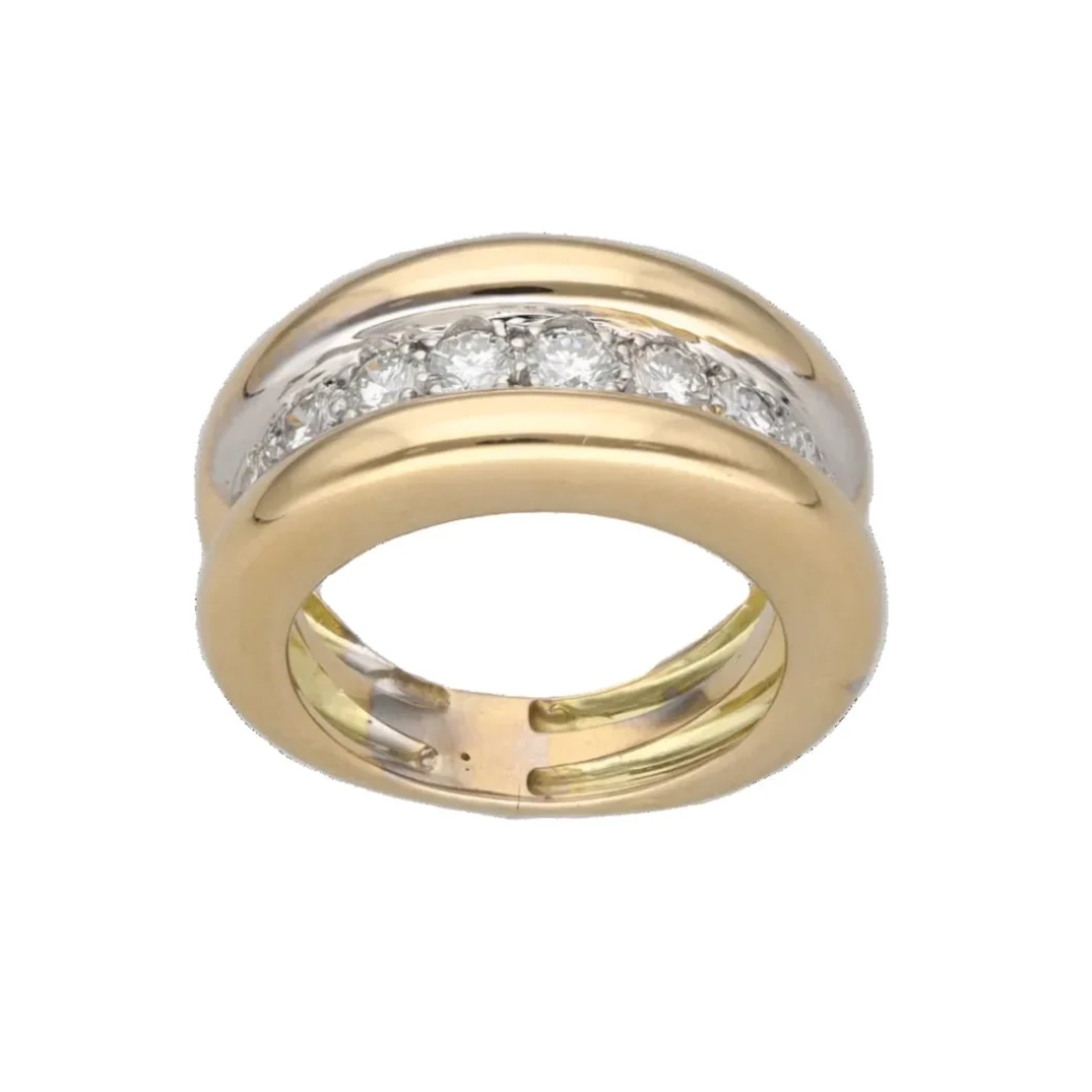 White Gold, Yellow Gold, and Diamond Bangle Ring