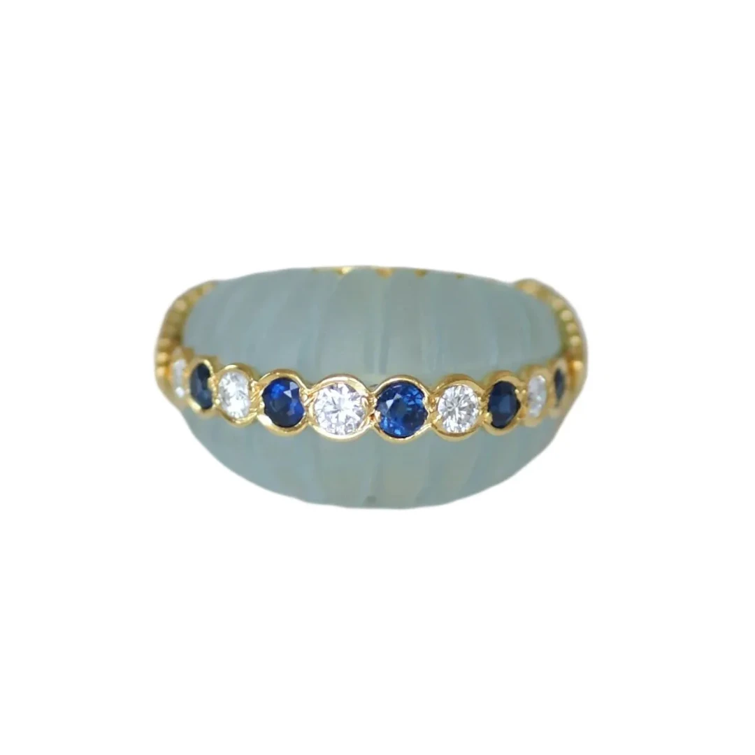 JEAN & PIERRE BELLIN "Dôme" Ring in yellow gold, with aquamarine