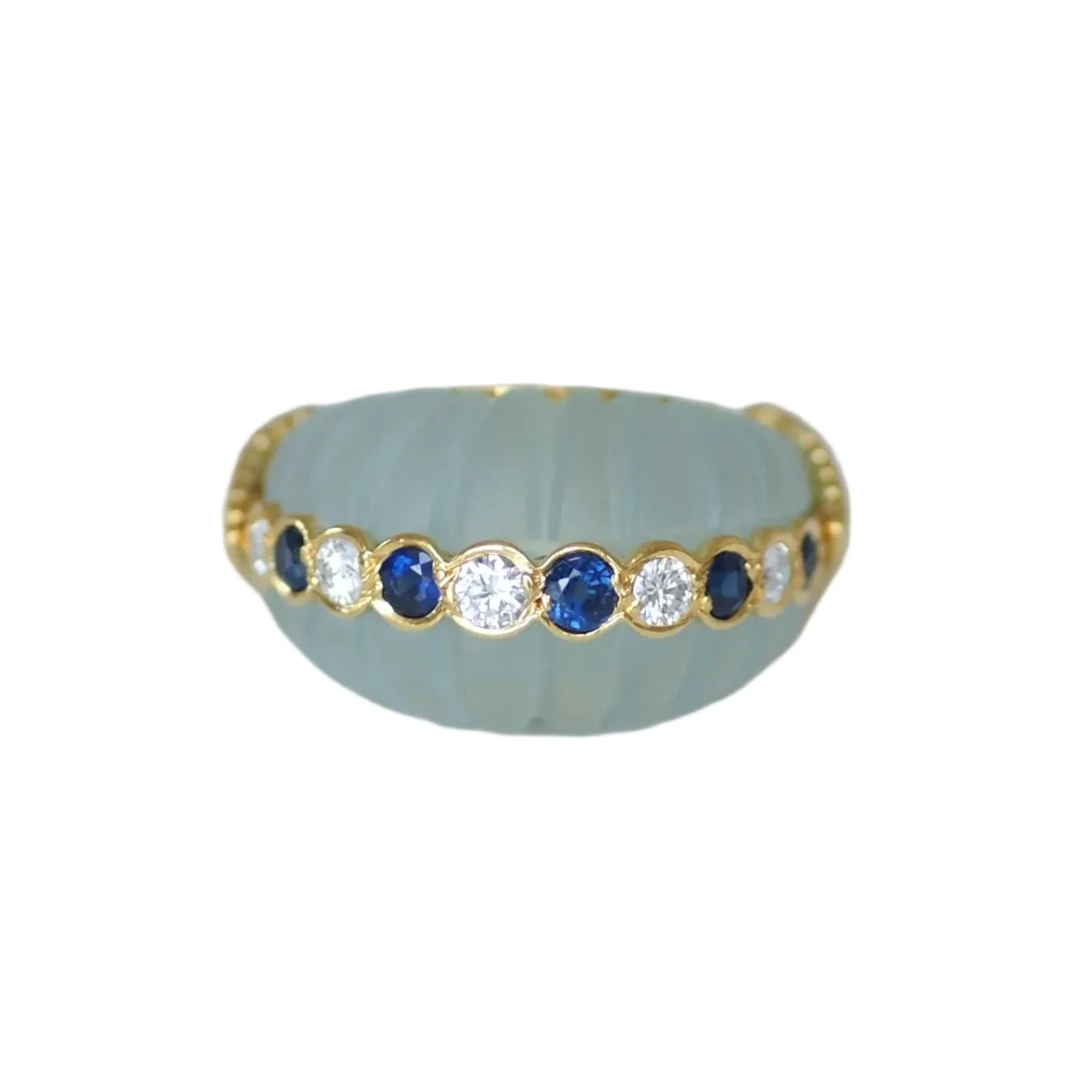 JEAN & PIERRE BELLIN "Dôme" Ring in yellow gold, with aquamarine
