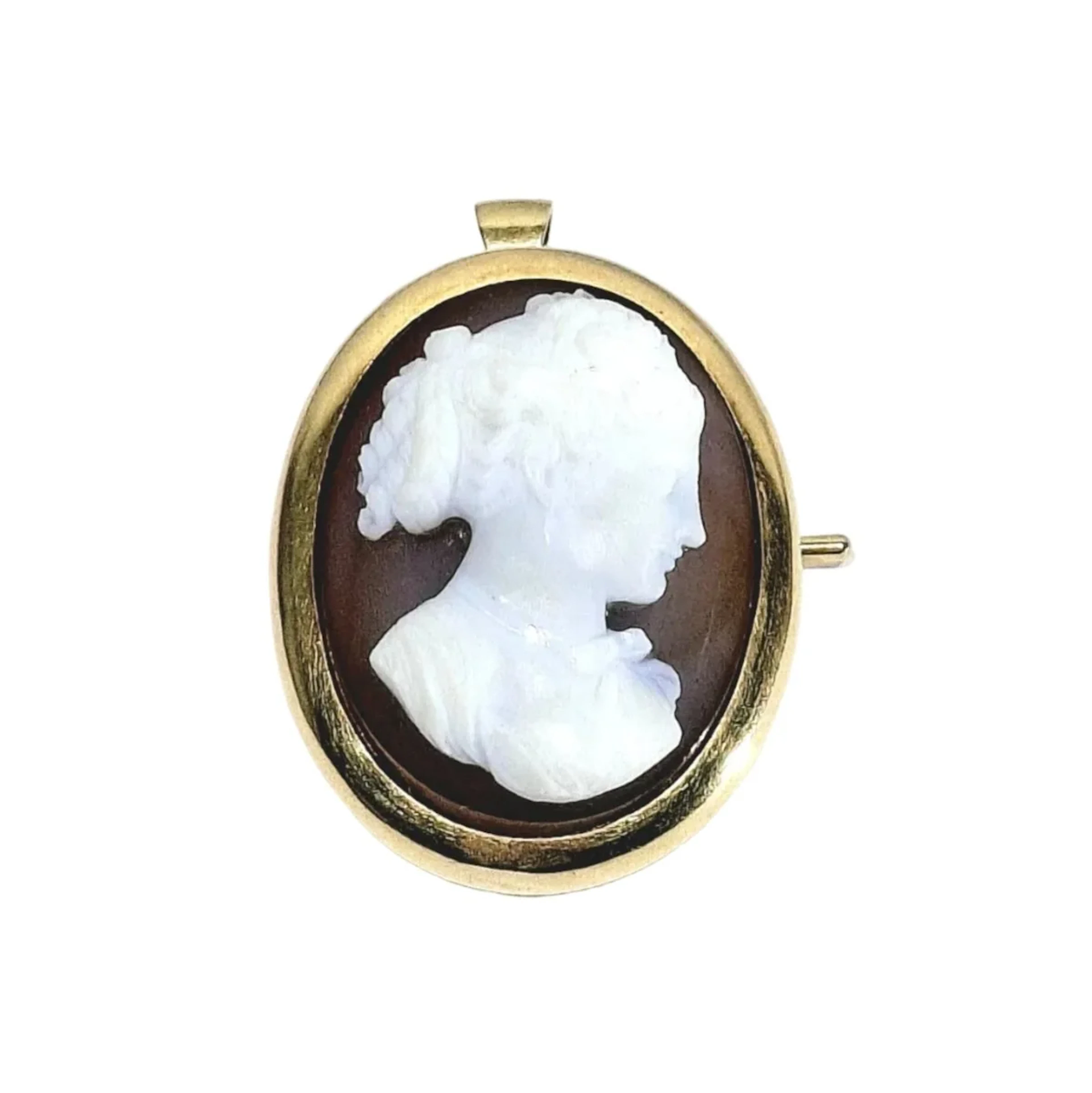 Rose gold and agate cameo brooch