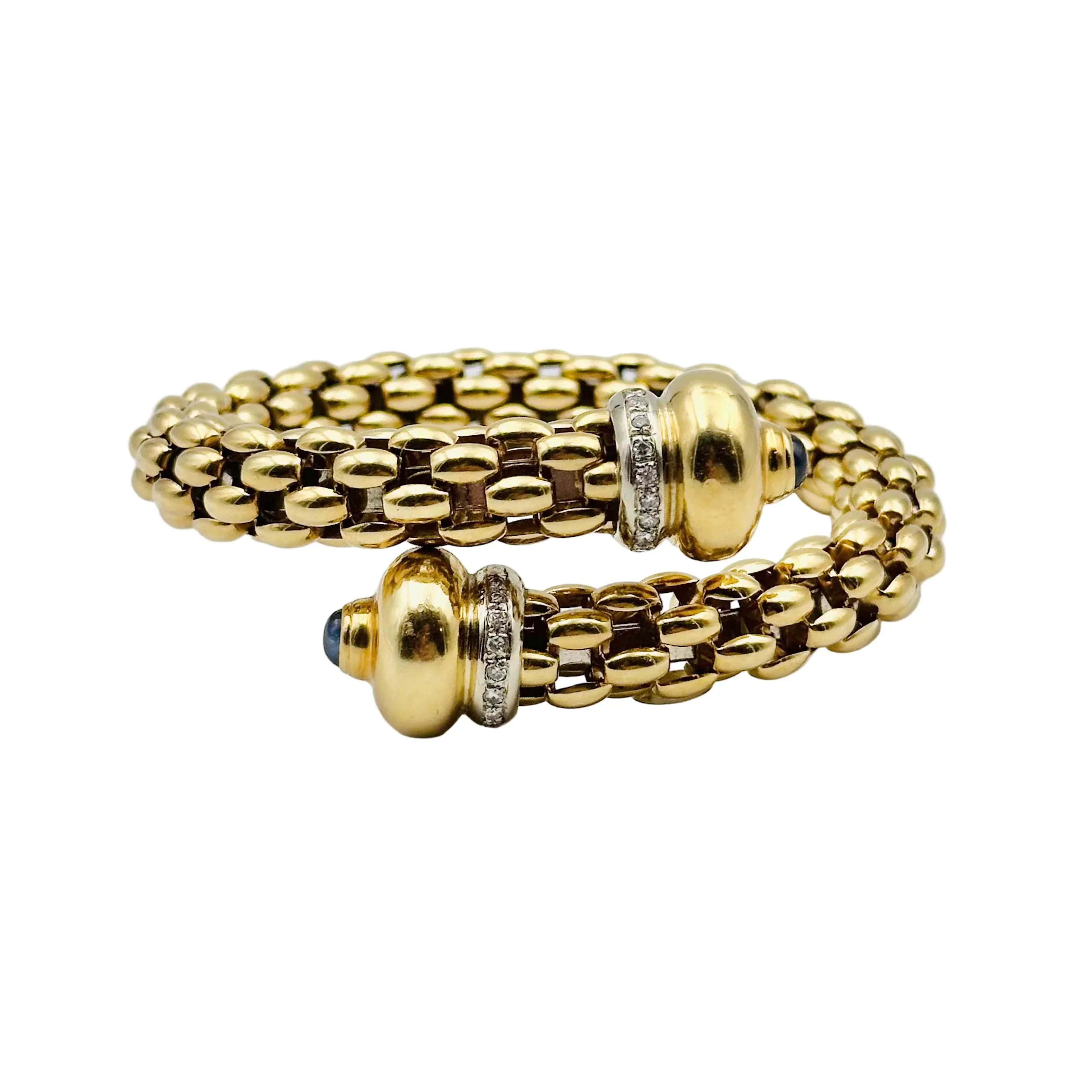 FOPE "Diva" bangle bracelet in yellow gold, sapphires and diamonds
