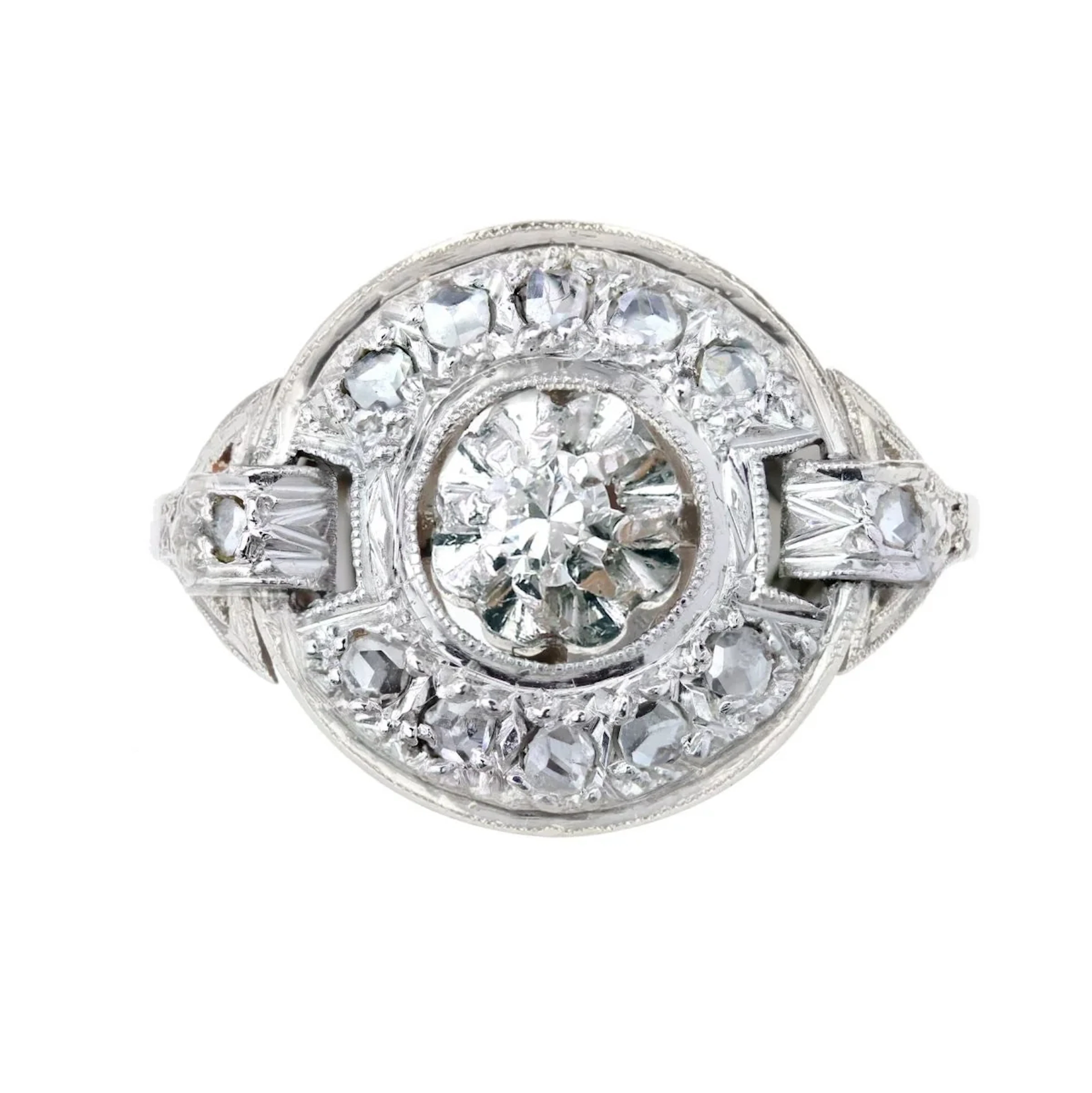 Entourage ring in white gold, platinum and diamonds