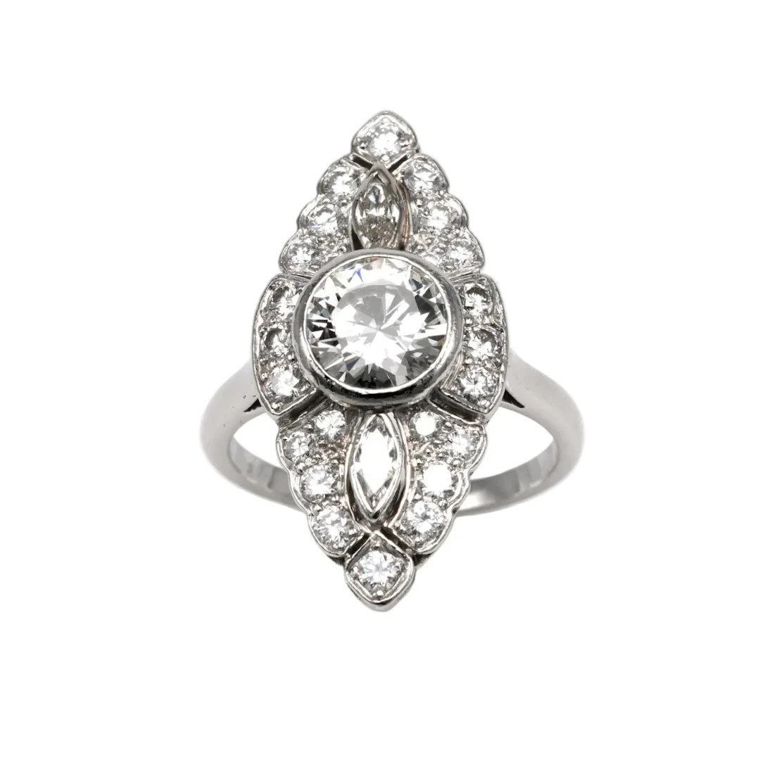 Marquise Ring in White gold and Diamonds