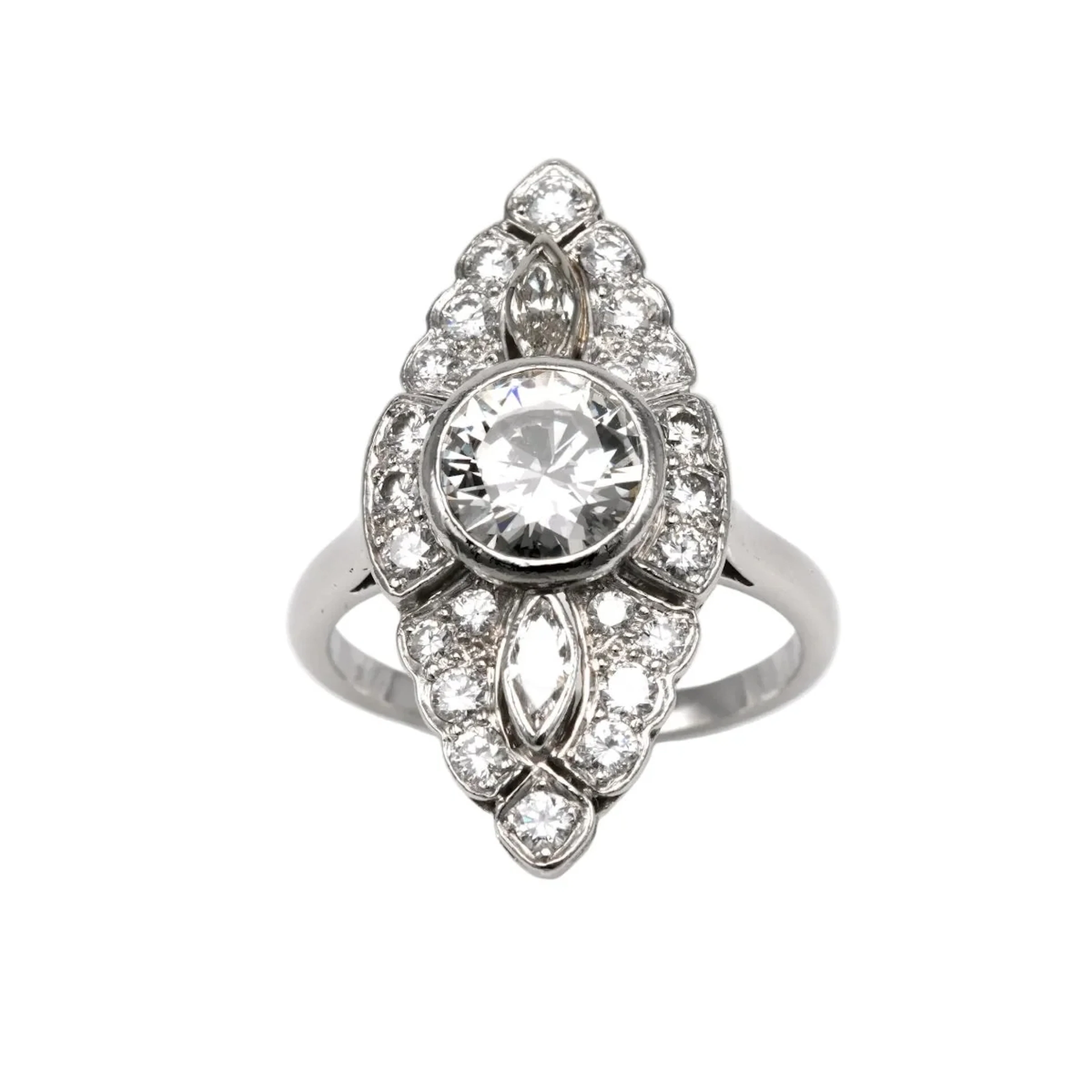 Marquise Ring in White gold and Diamonds