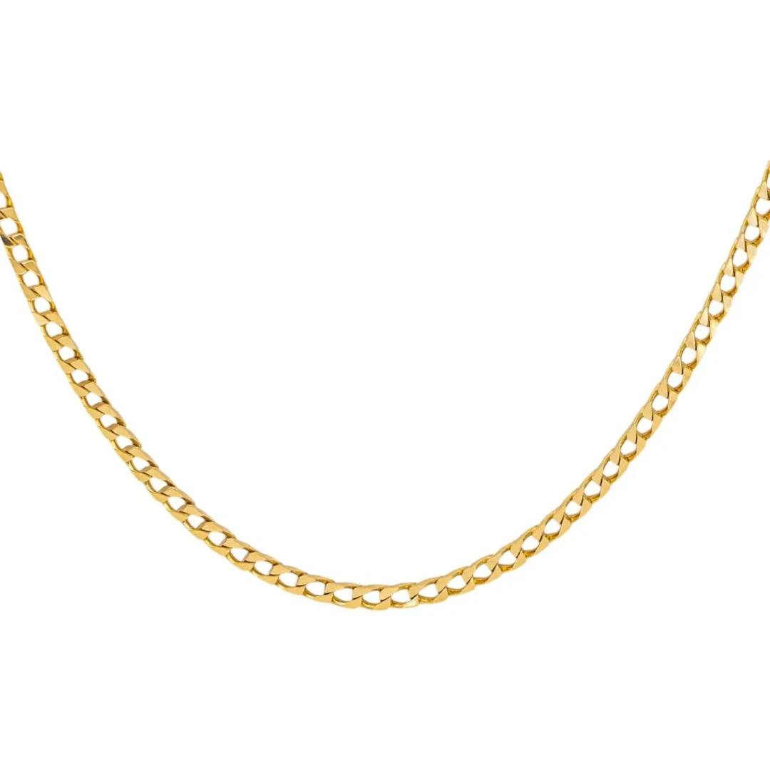Yellow gold curb chain necklace