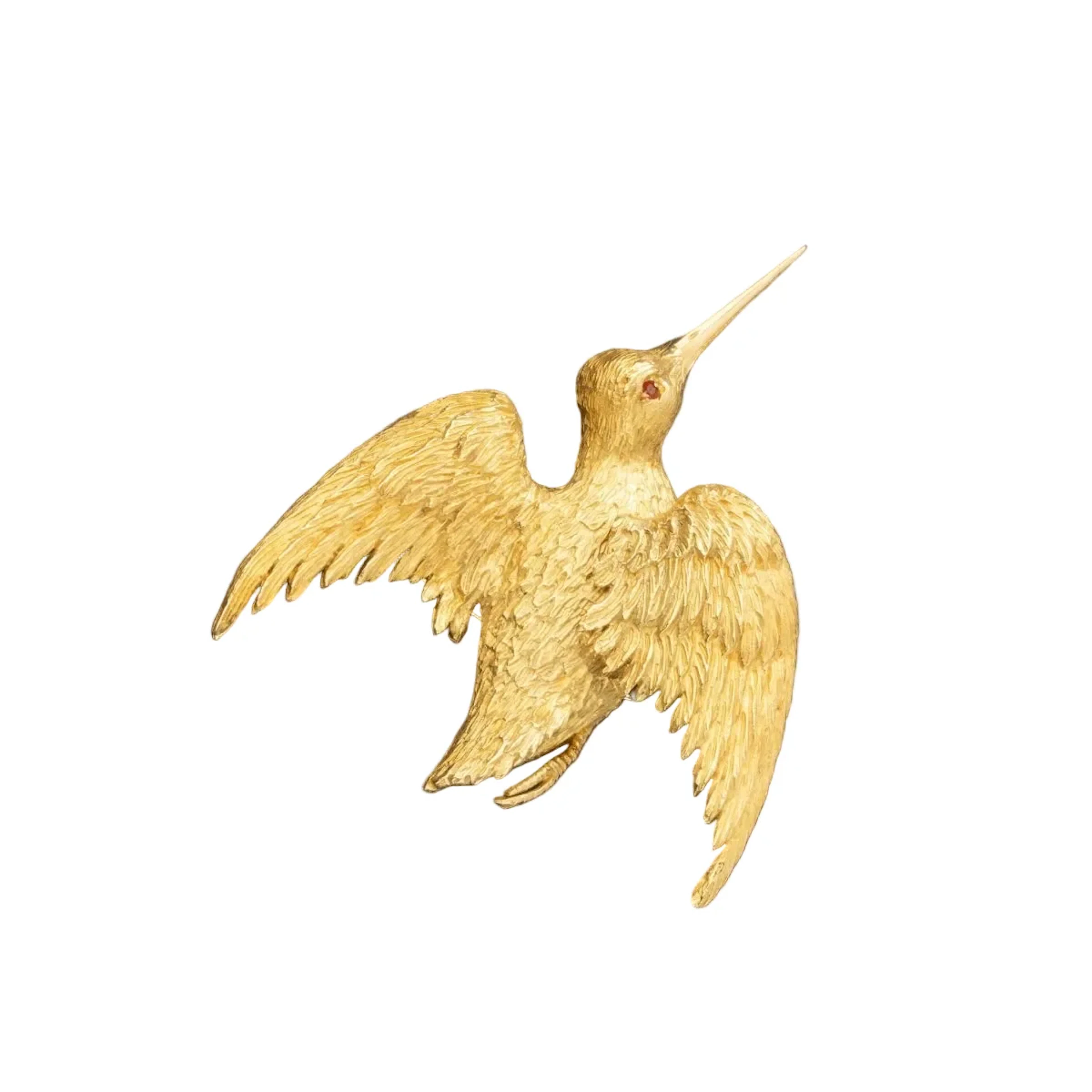 Yellow gold bird brooch