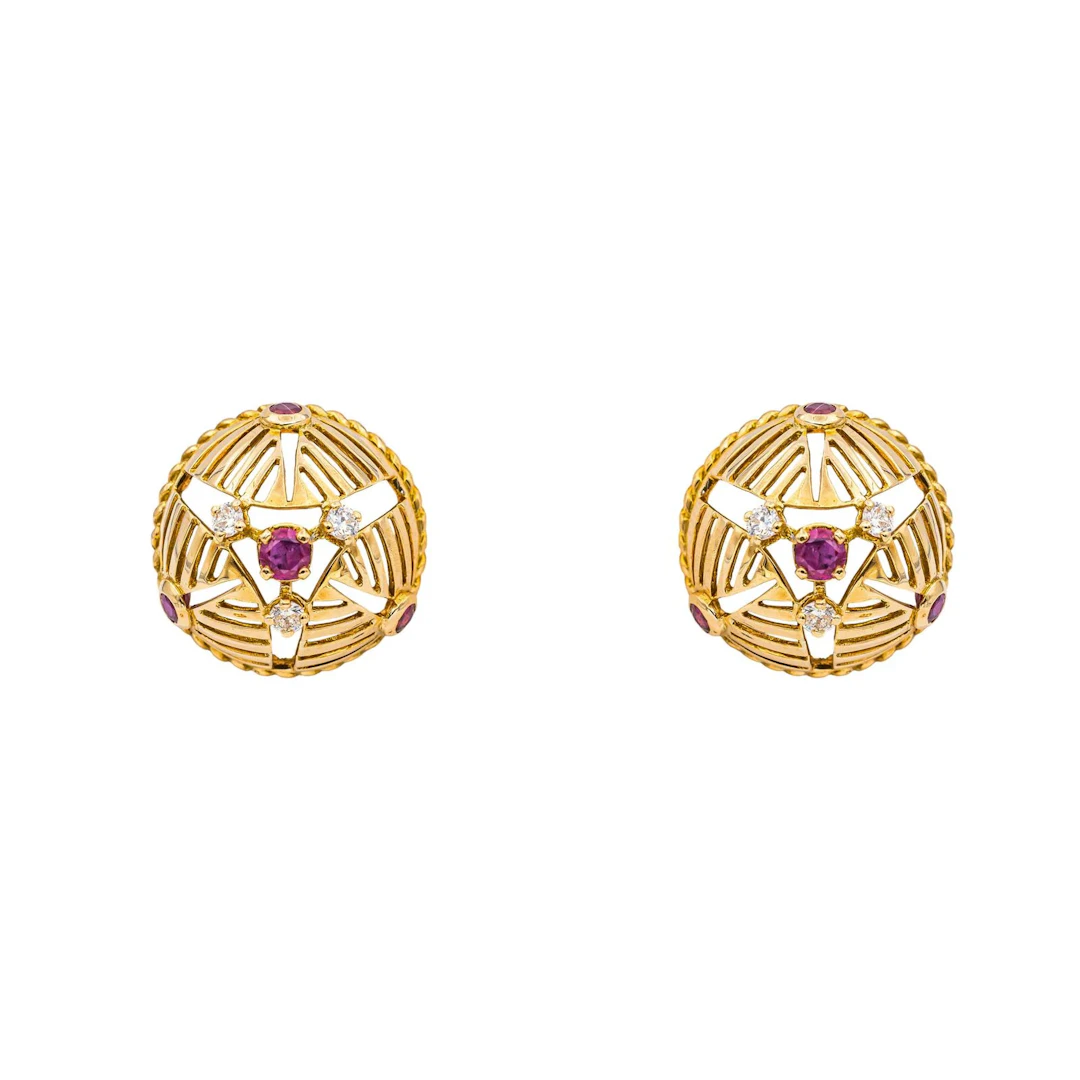 Gübelin Earrings Clips Yellow gold Ruby