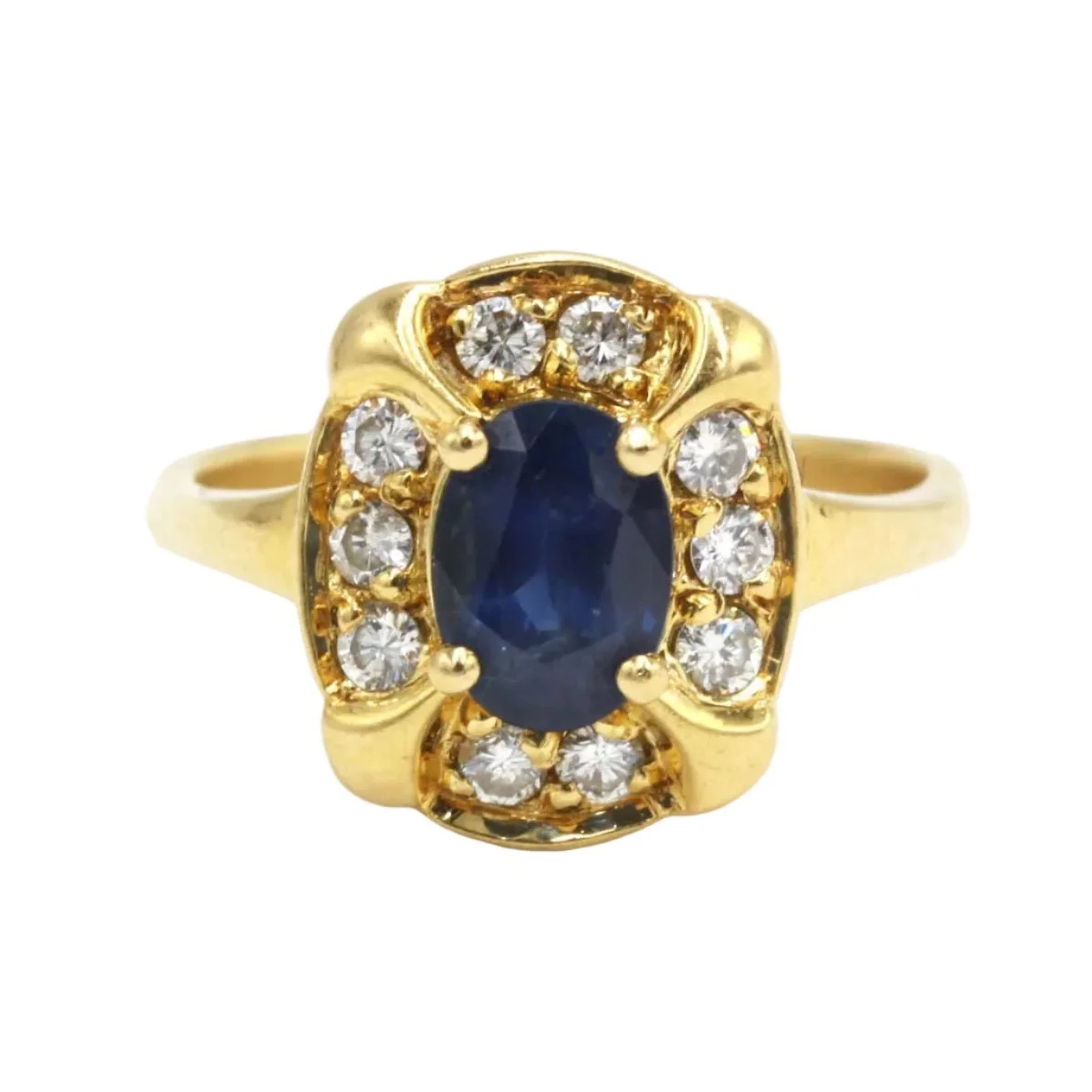 Bague Entourage en or jaune, saphir et diamants