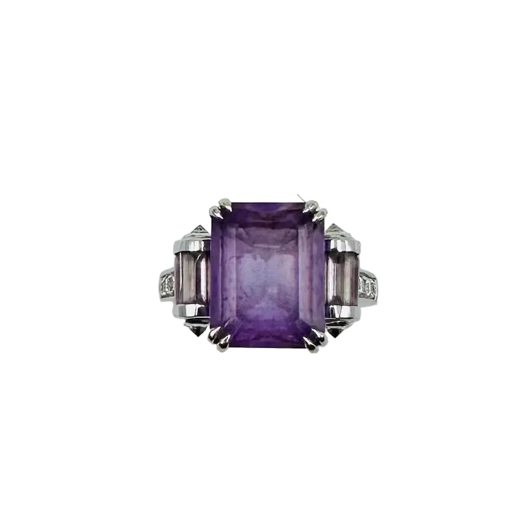 MAUBOUSSIN "Color Baiser" Ring in White gold, Amethysts and Diamonds