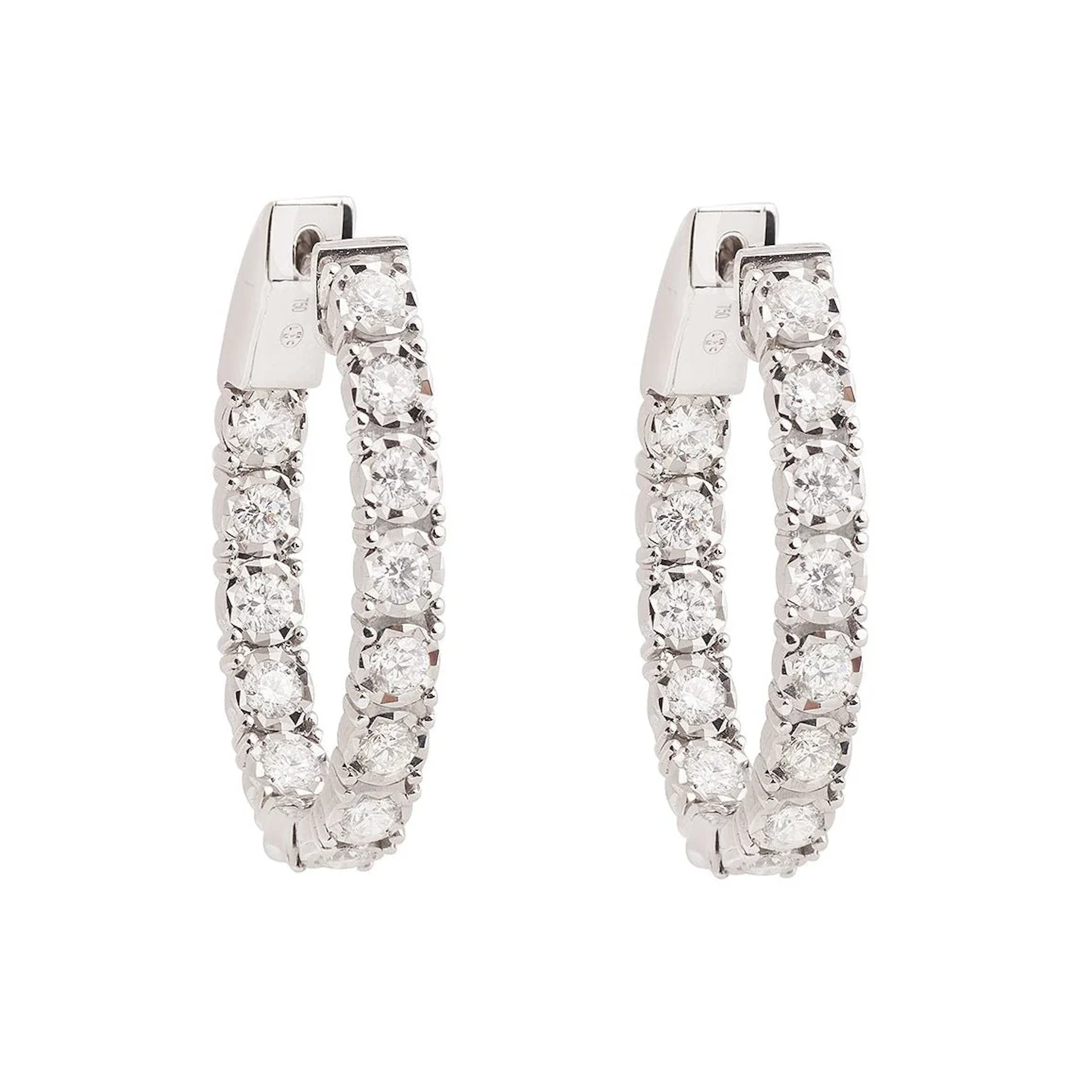 Earrings Creoles in white gold and diamonds