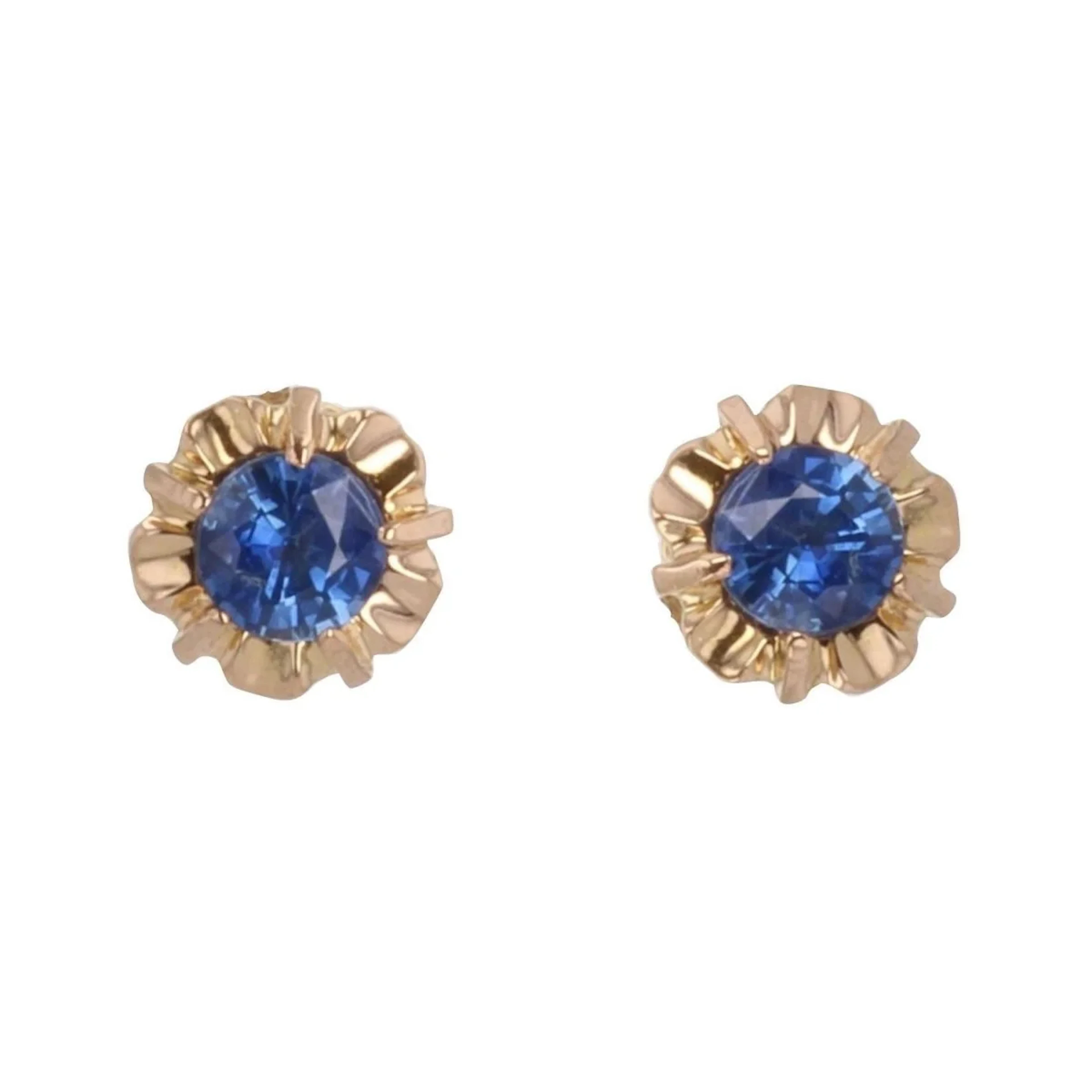Earrings Fleas in yellow gold and sapphires