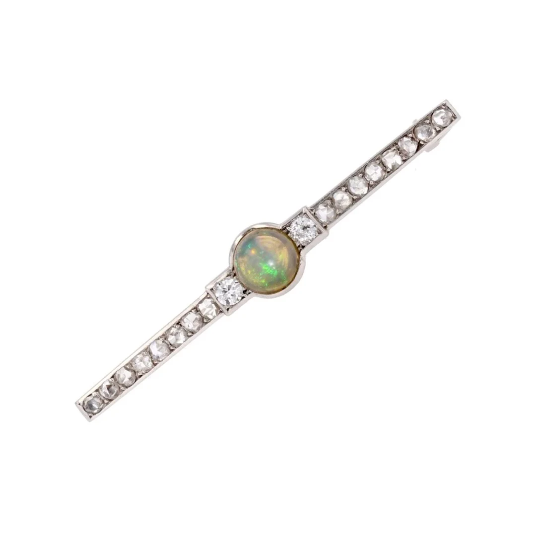 Broche Épingle en platine, opale et diamants