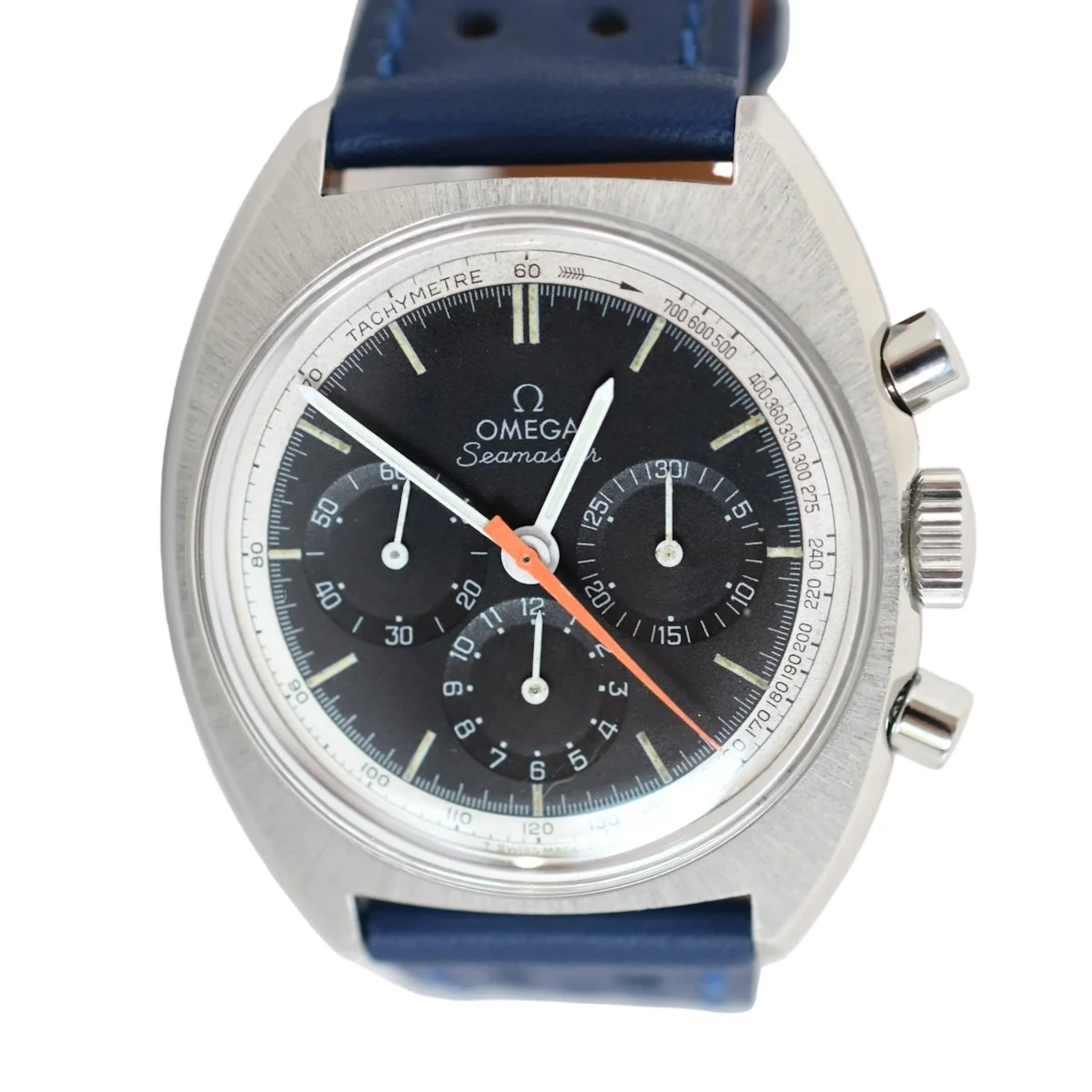 OMEGA "Seamaster" watch in steel and leather