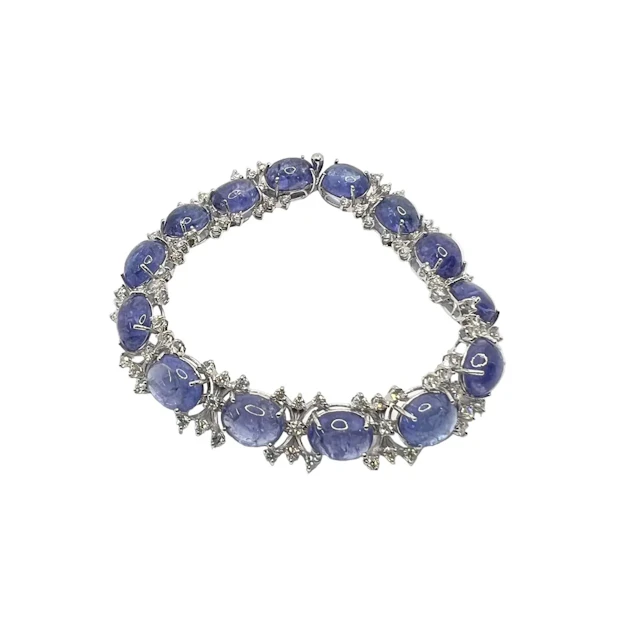 Bracelet Souple en or blanc, tanzanites et diamants