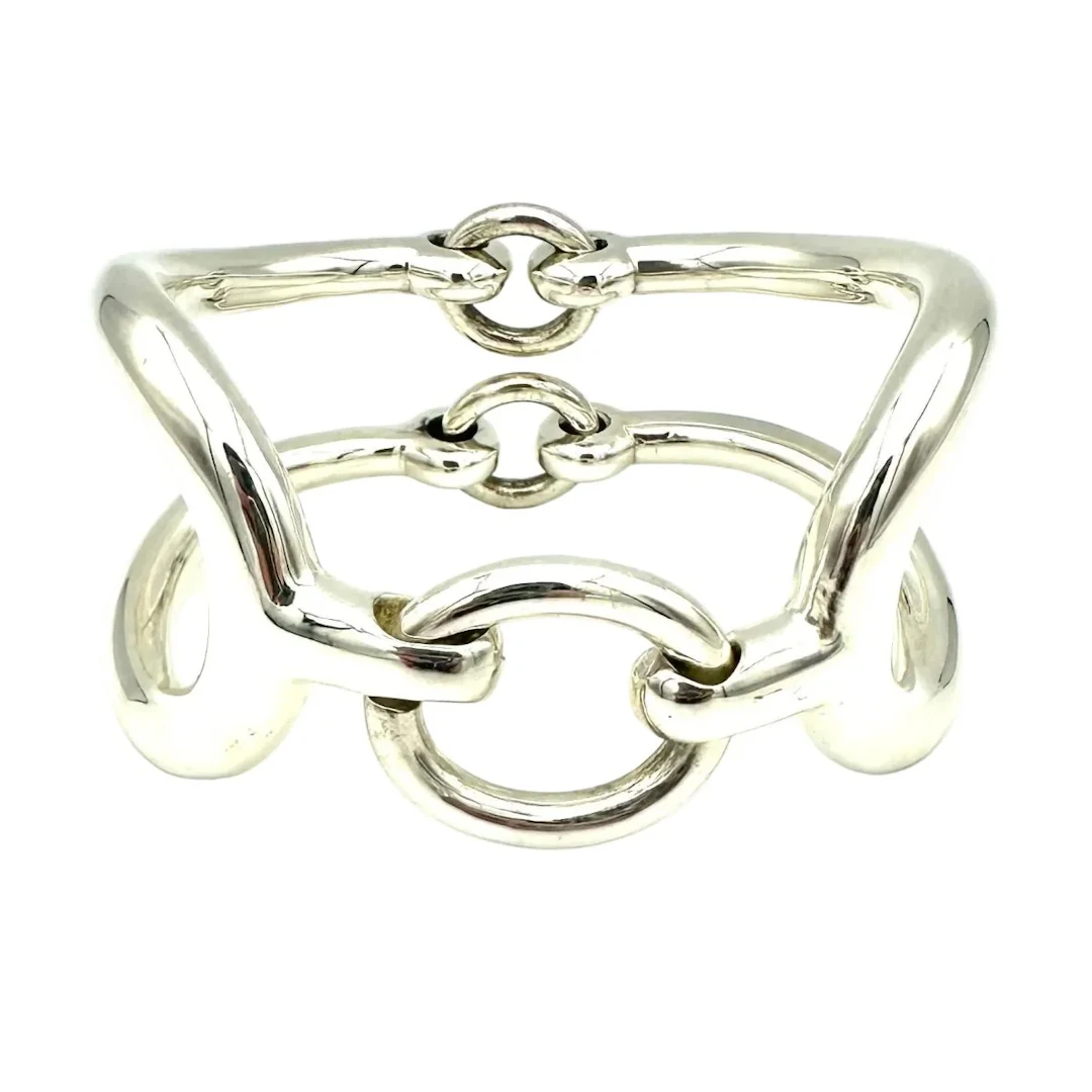 HERMÈS "Arabesque" Silver Cuff Bracelet