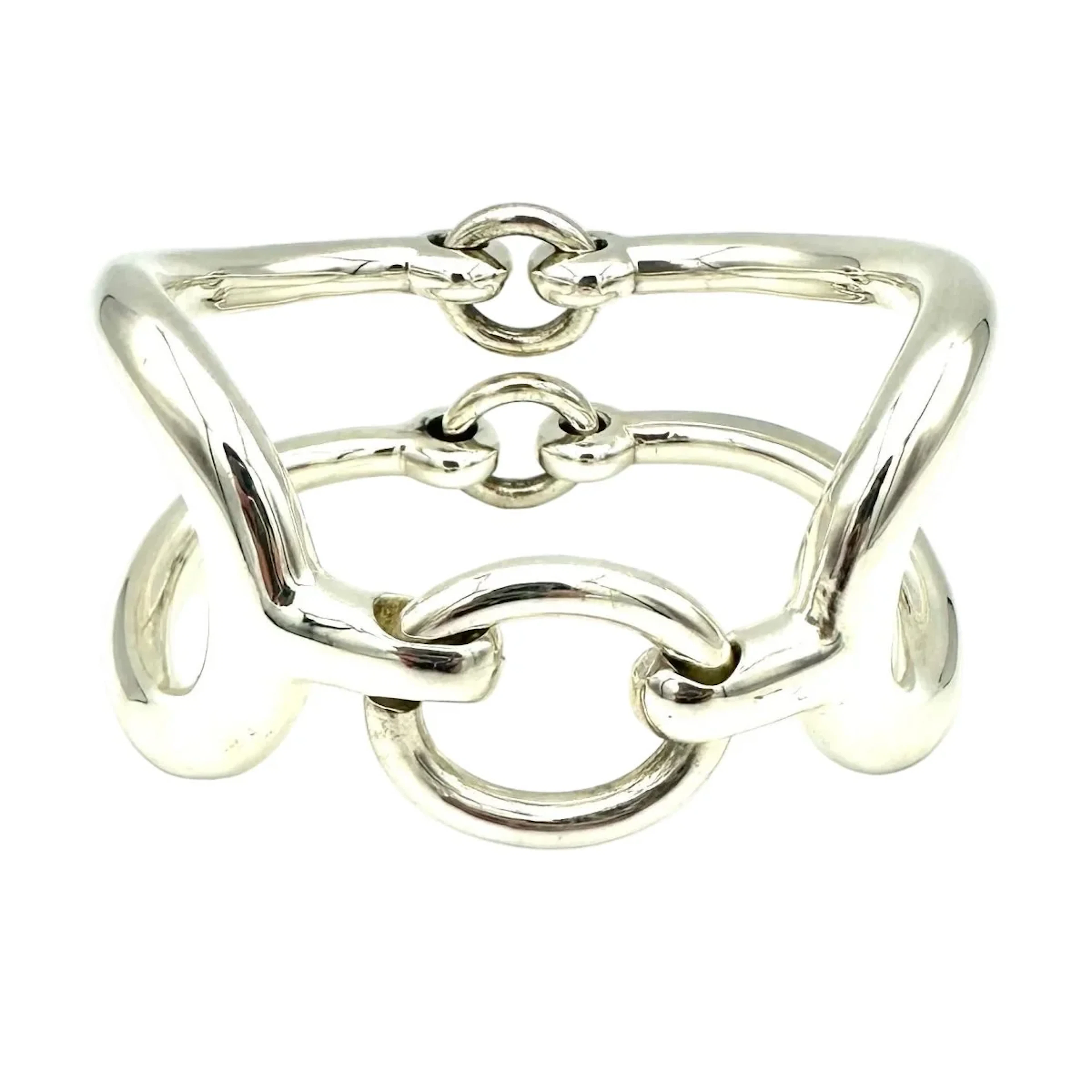HERMÈS "Arabesque" Silver Cuff Bracelet