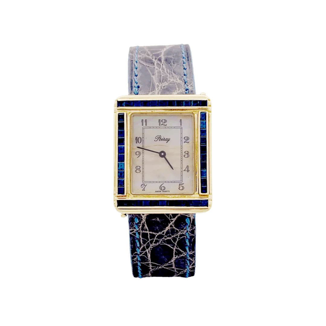 POIRAY "Ma Première" Watch in yellow gold, Mother-of-pearl, leather
