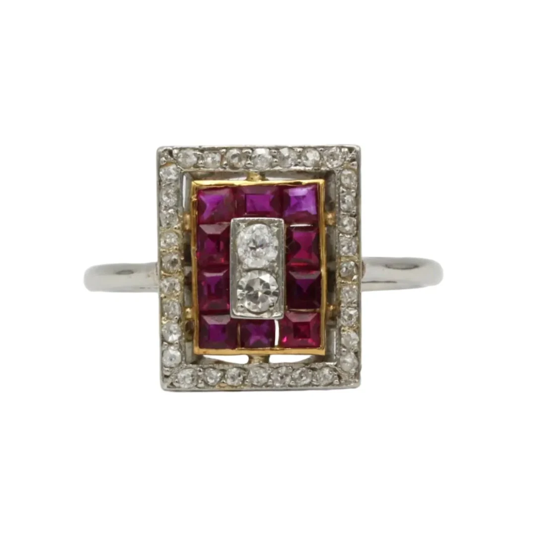 Ring Cocktail in paltinium, ruby and diamonds
