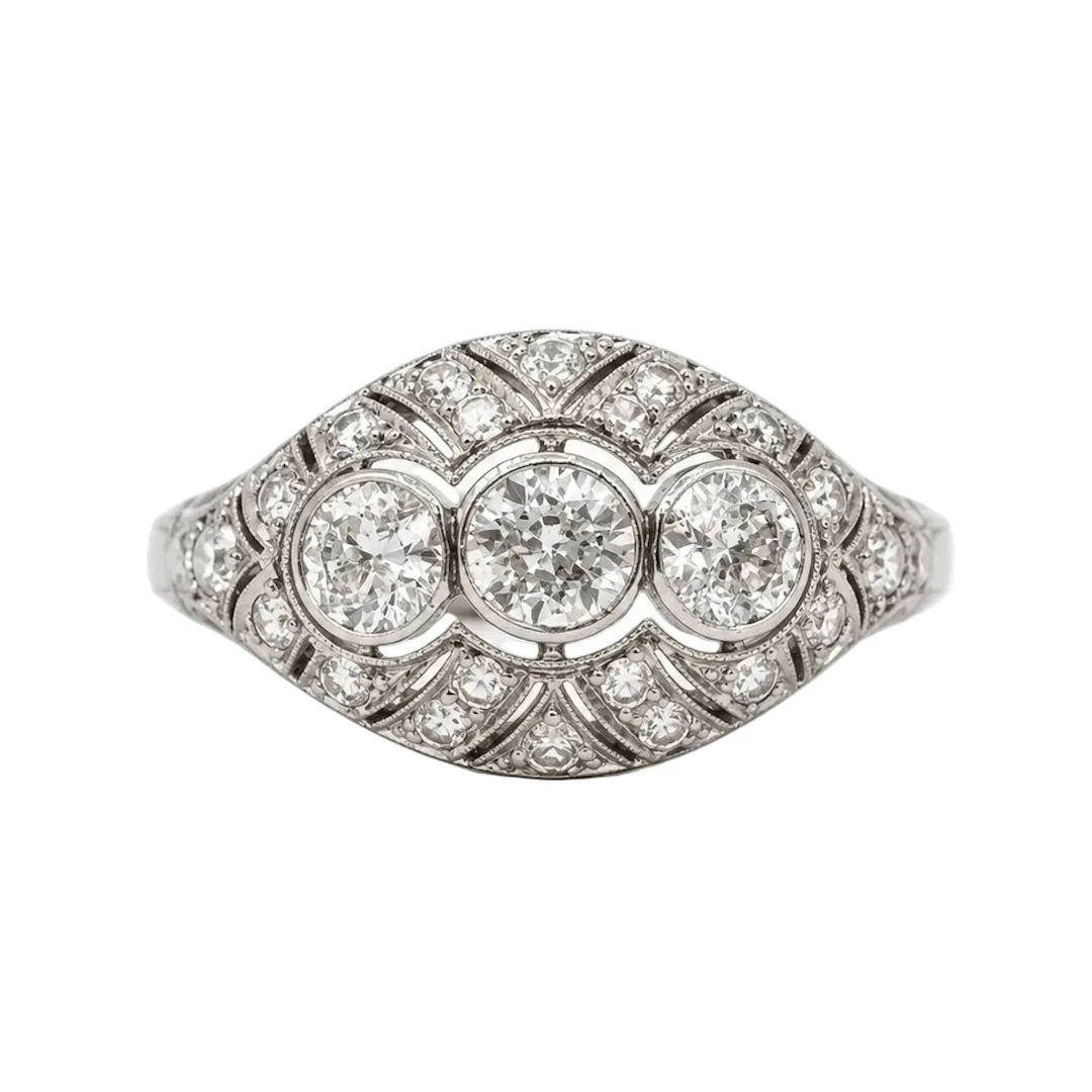 Platinum and Diamond Dome Ring