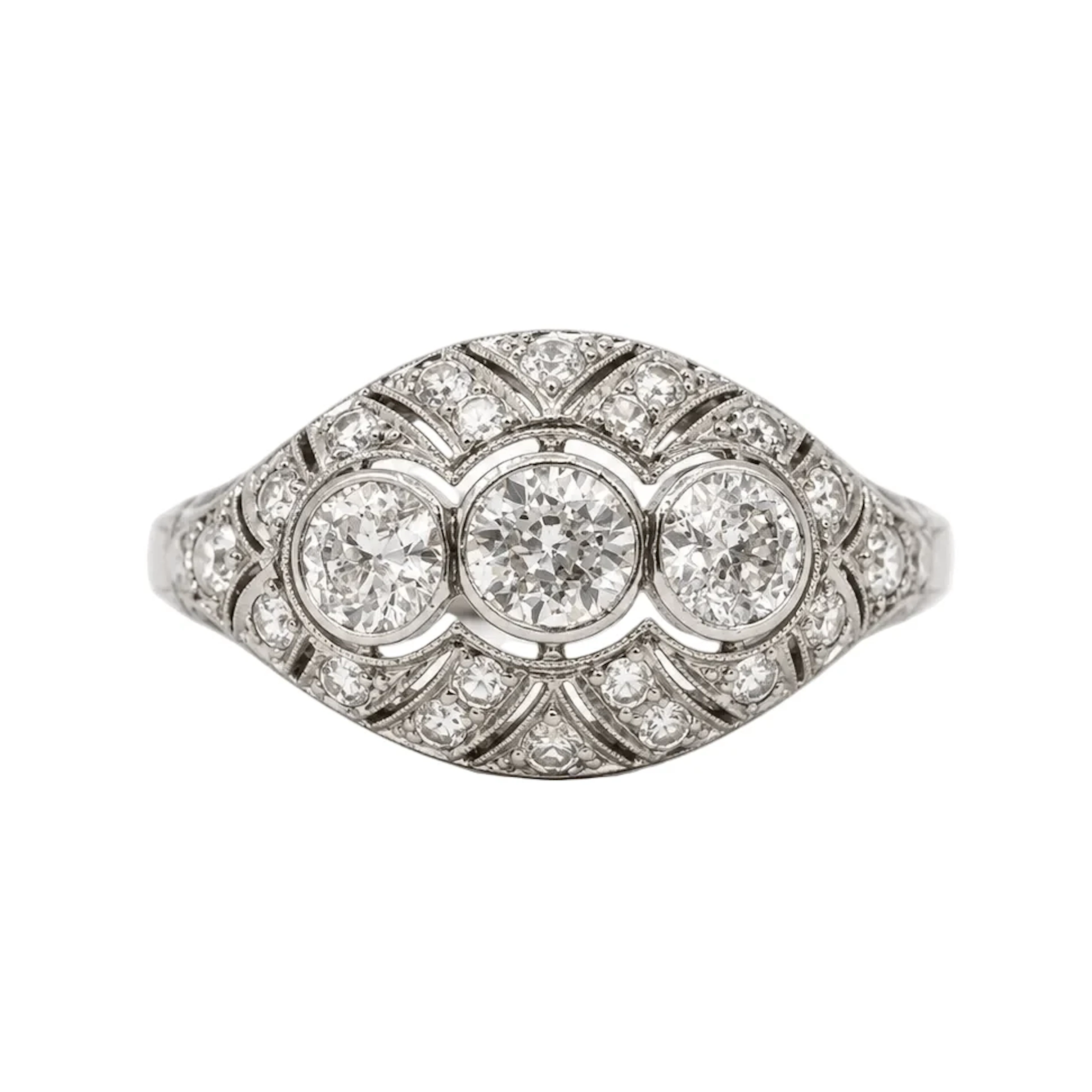 Platinum and Diamond Dome Ring