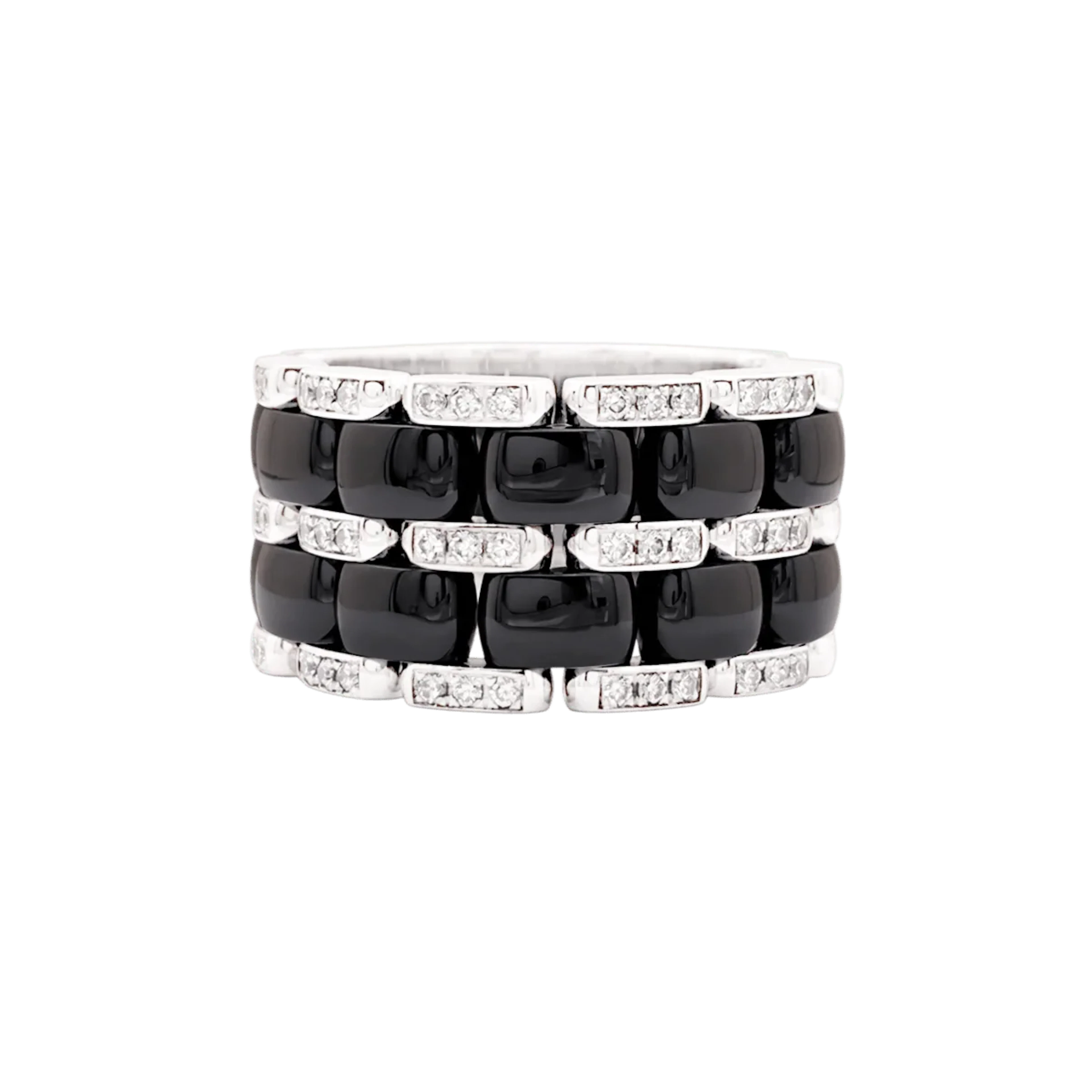 Bague Bandeau CHANEL "Ultra" GM en or blanc, céramique et diamants