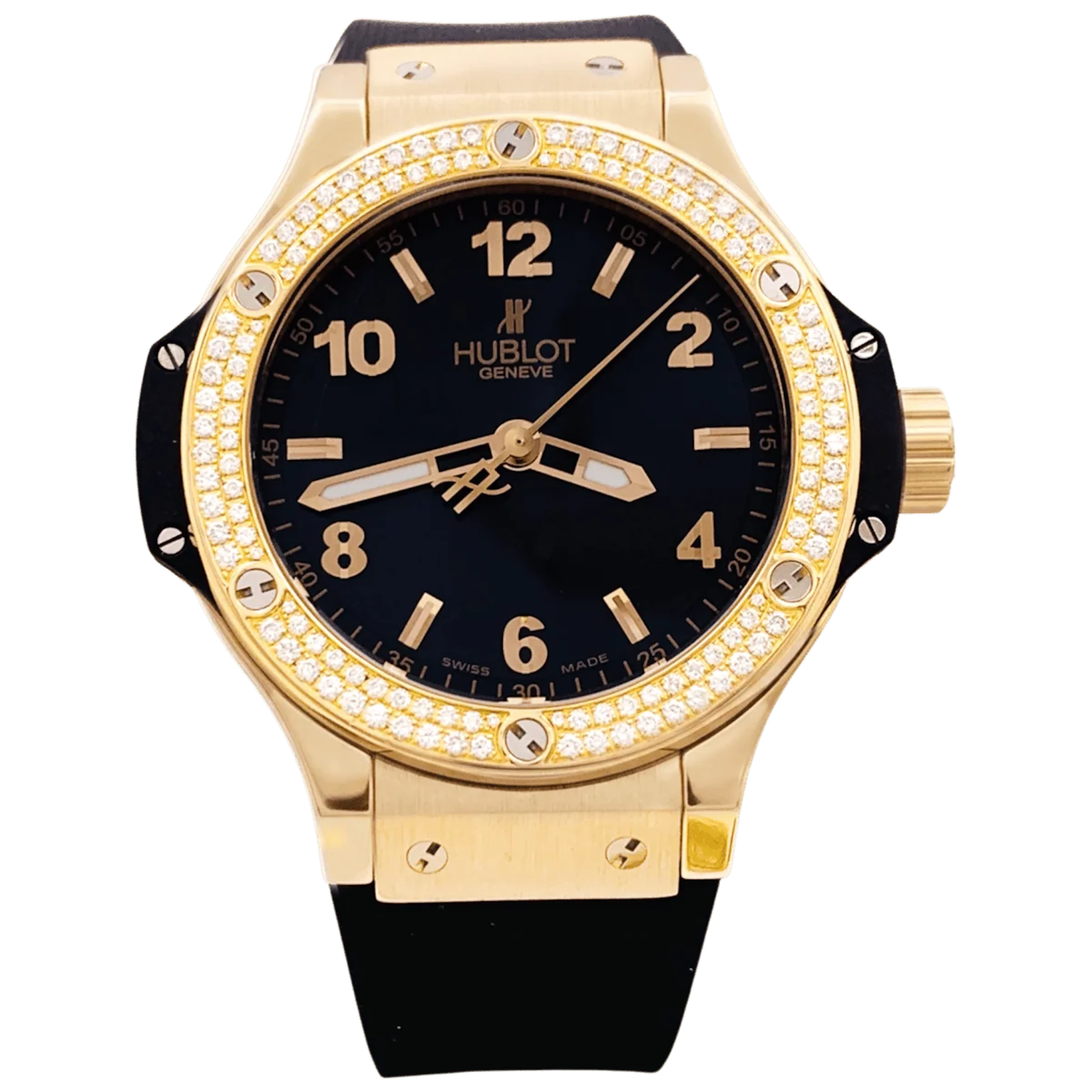 Montre HUBLOT "Big Bang Original Gold Diamonds" en or rose, acier