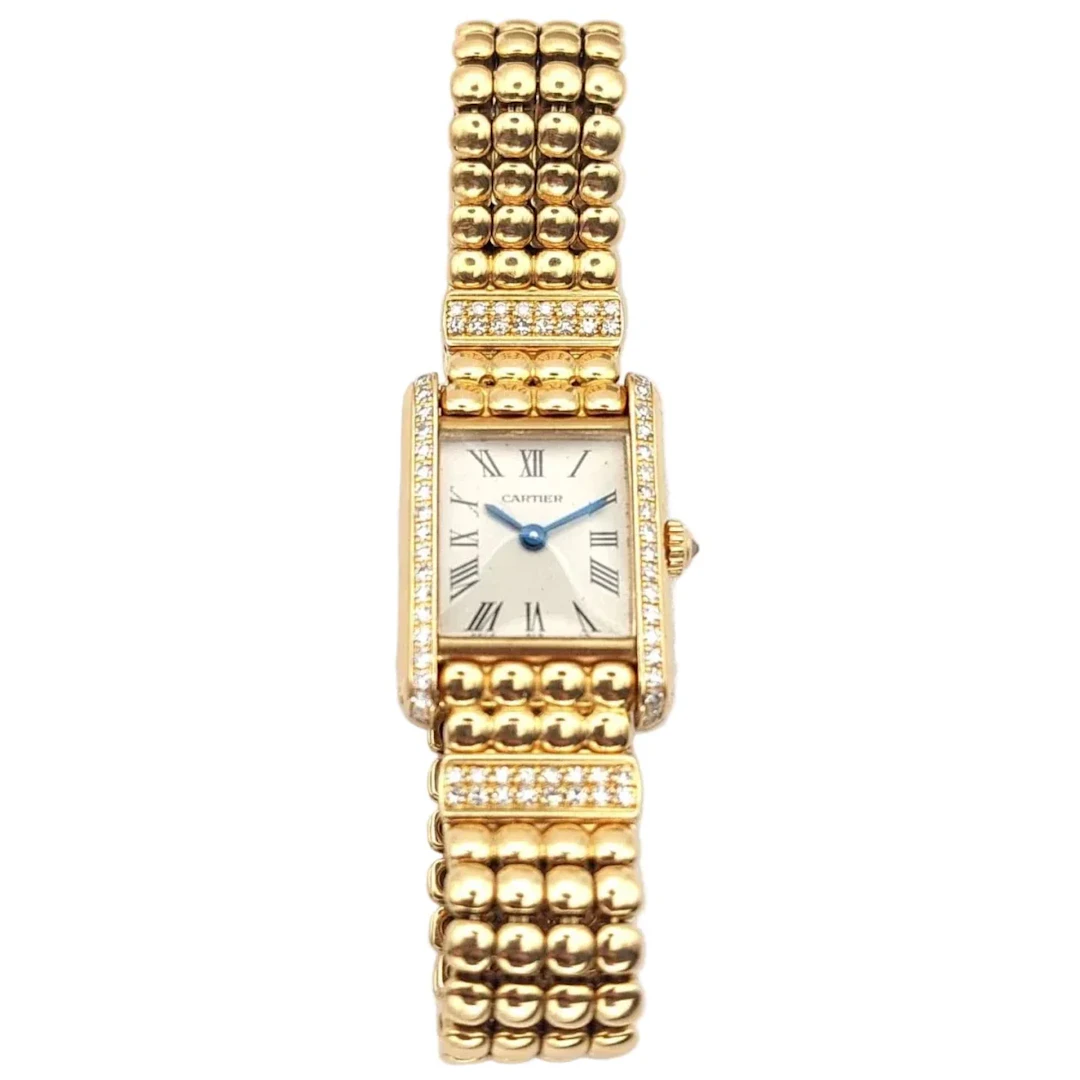 Montre CARTIER "Tank Louis Cartier Mini" en or jaune et diamants