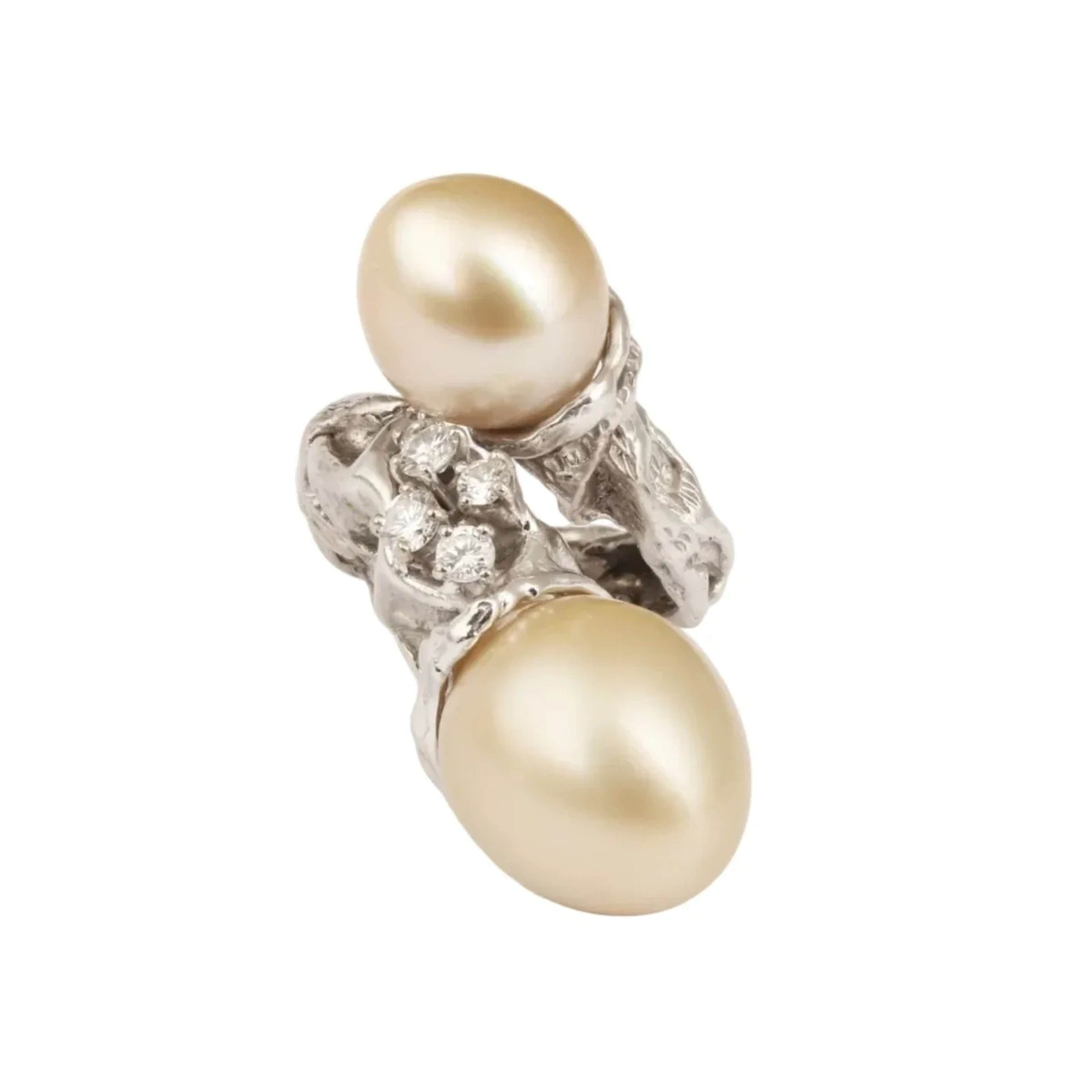 Ring Toi & Moi GILBERT ALBERT in white gold, pearls and diamonds