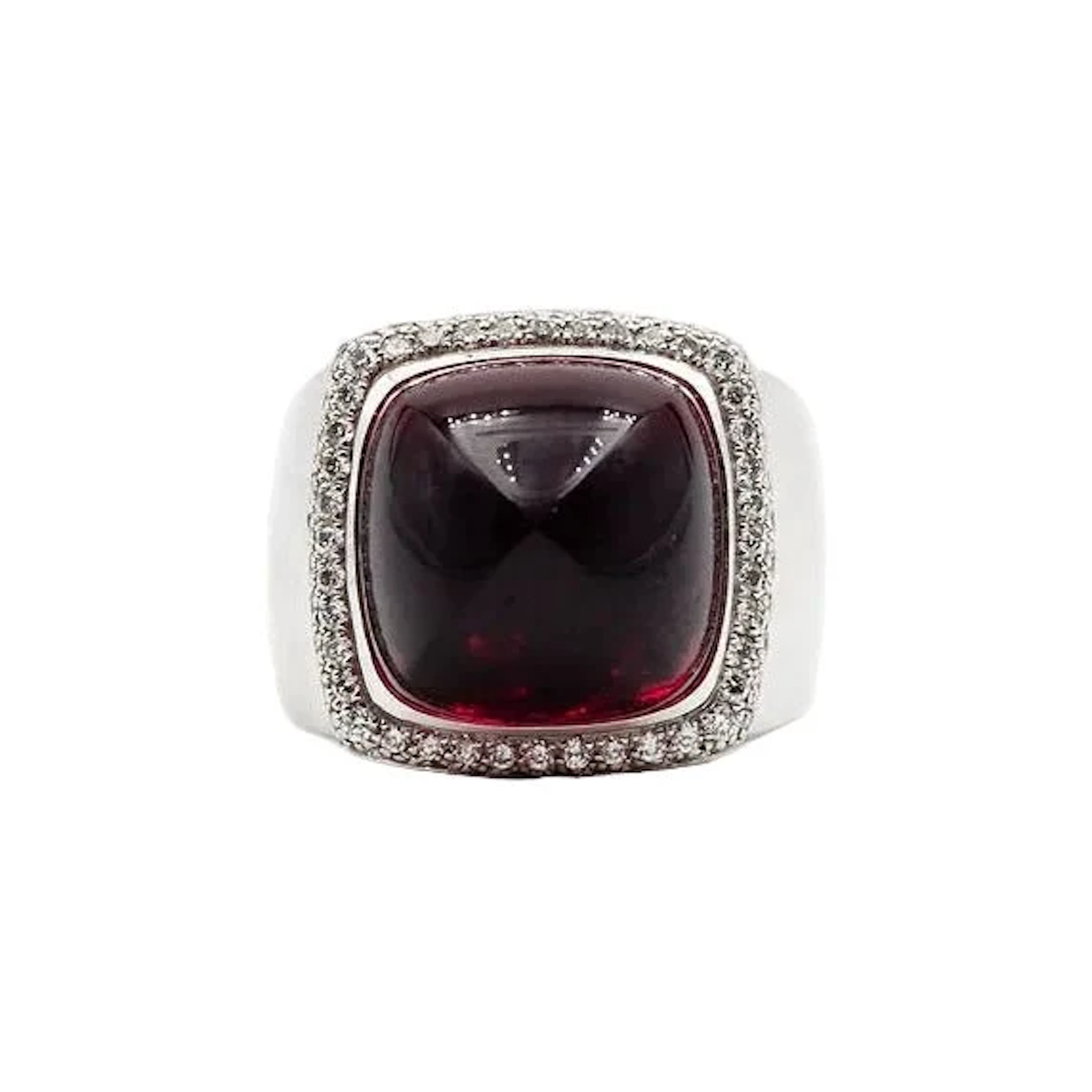 Ring FRED "Pain de sucre" in white gold, pink tourmaline and diamonds