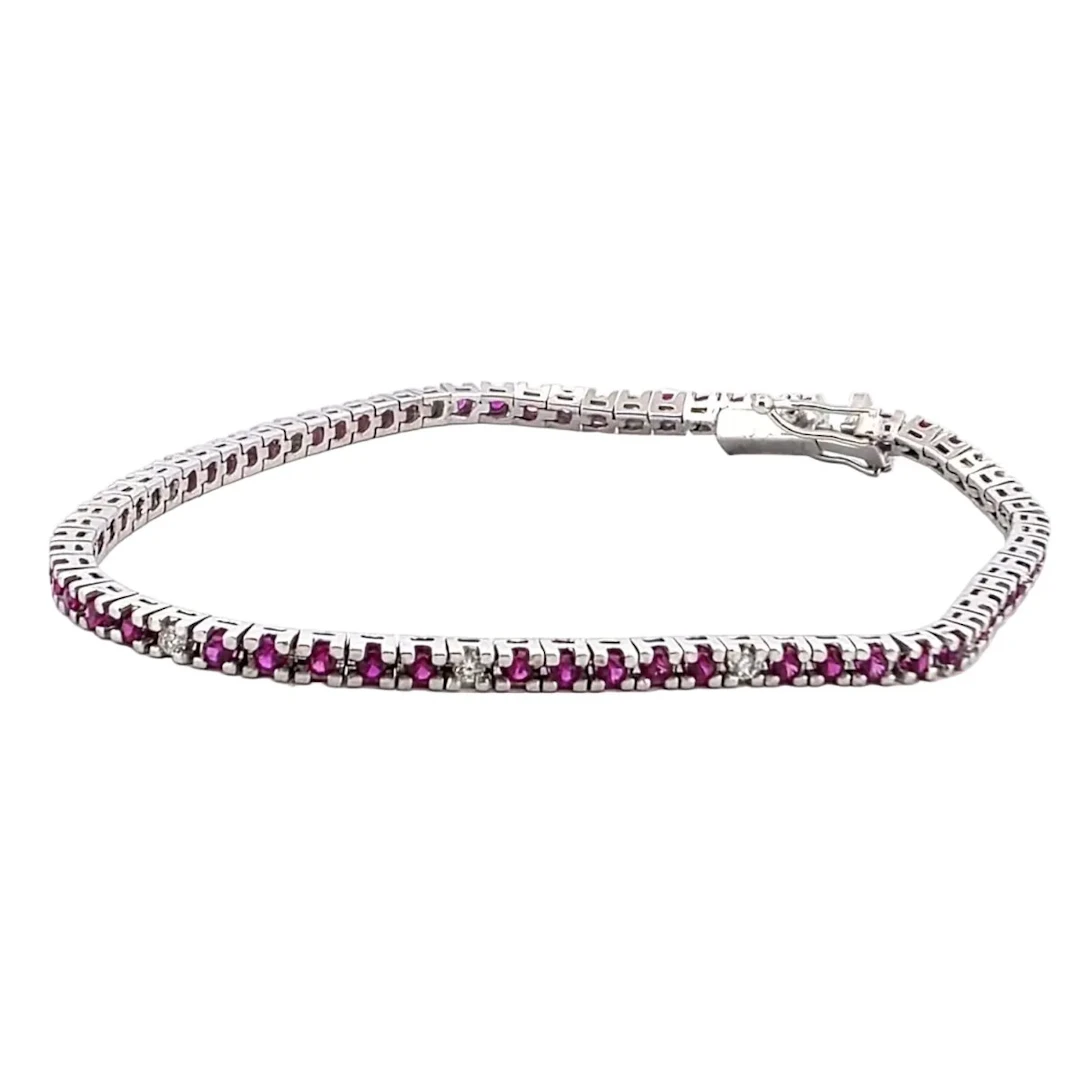 Bracelet Ligne in White gold, Ruby and Diamonds